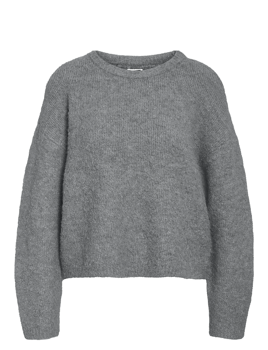 NOISY MAY - NMDOLLY L/S O-NECK KNIT FWD NOOS - jumpers - medium grey melange - 1
