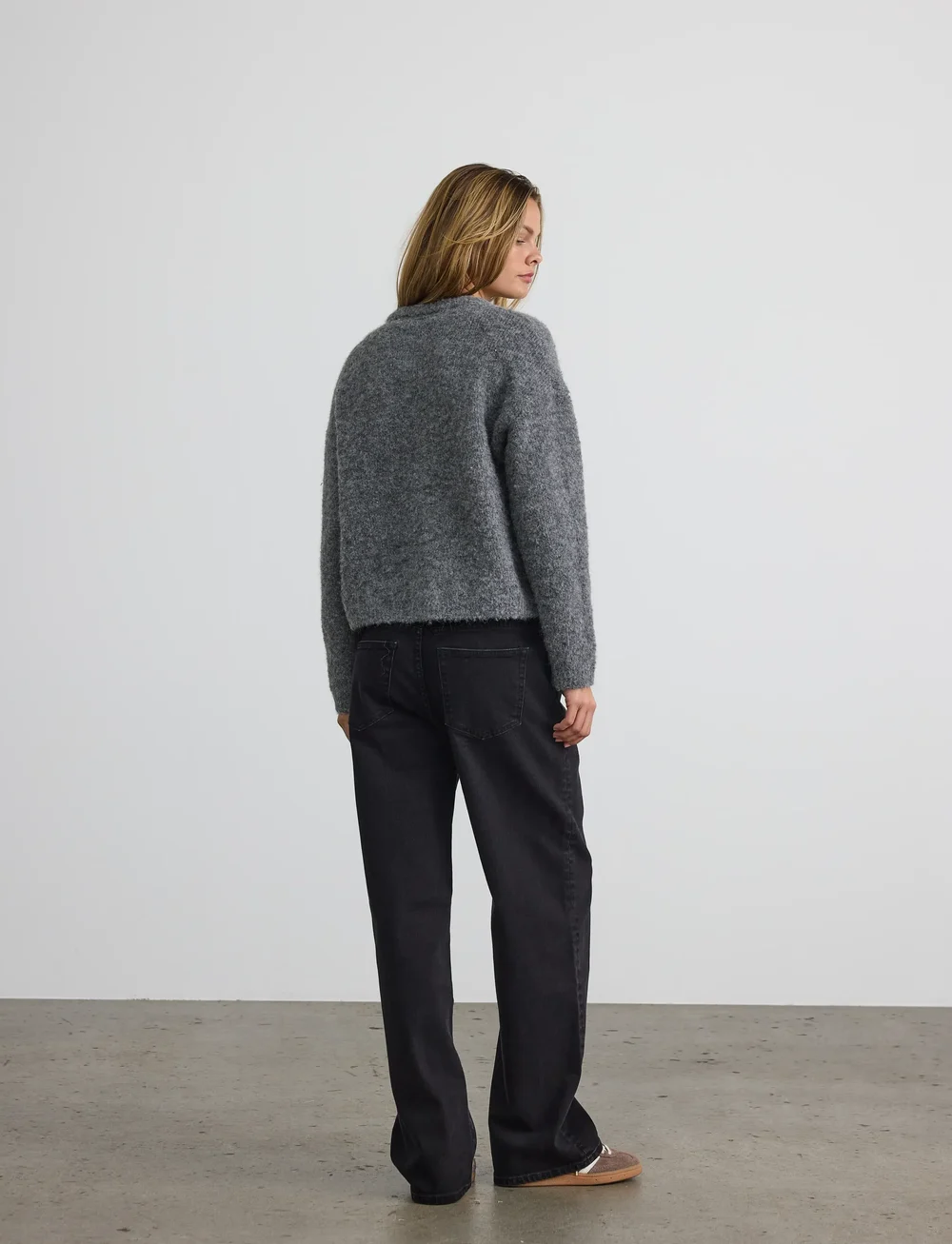 NOISY MAY - NMDOLLY L/S O-NECK KNIT FWD NOOS - sviitrid - medium grey melange - 2