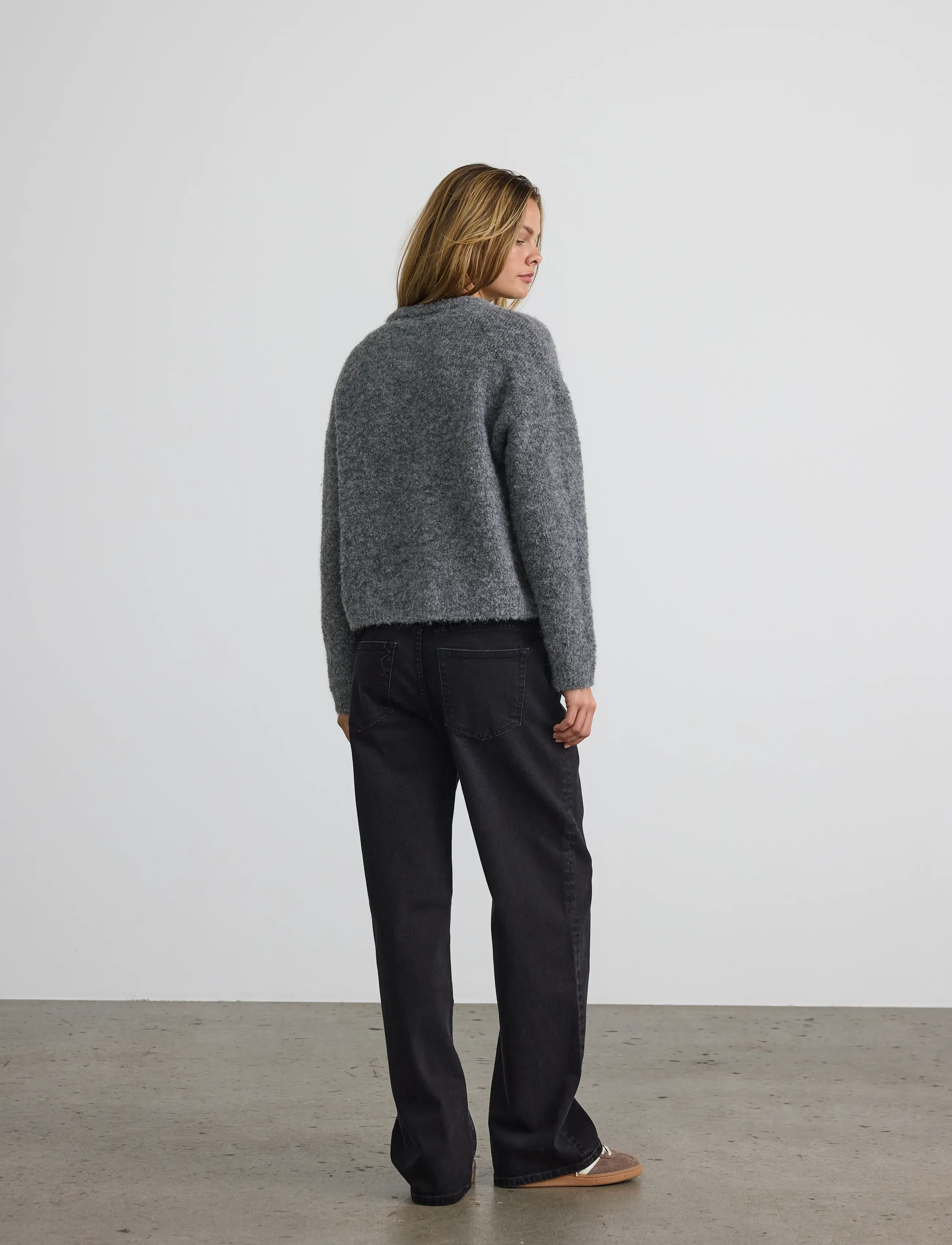 NOISY MAY - NMDOLLY L/S O-NECK KNIT FWD NOOS - pulls - medium grey melange - 2