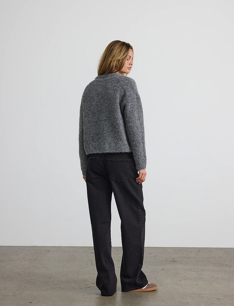 NOISY MAY - NMDOLLY L/S O-NECK KNIT FWD NOOS - jumpers - medium grey melange - 2