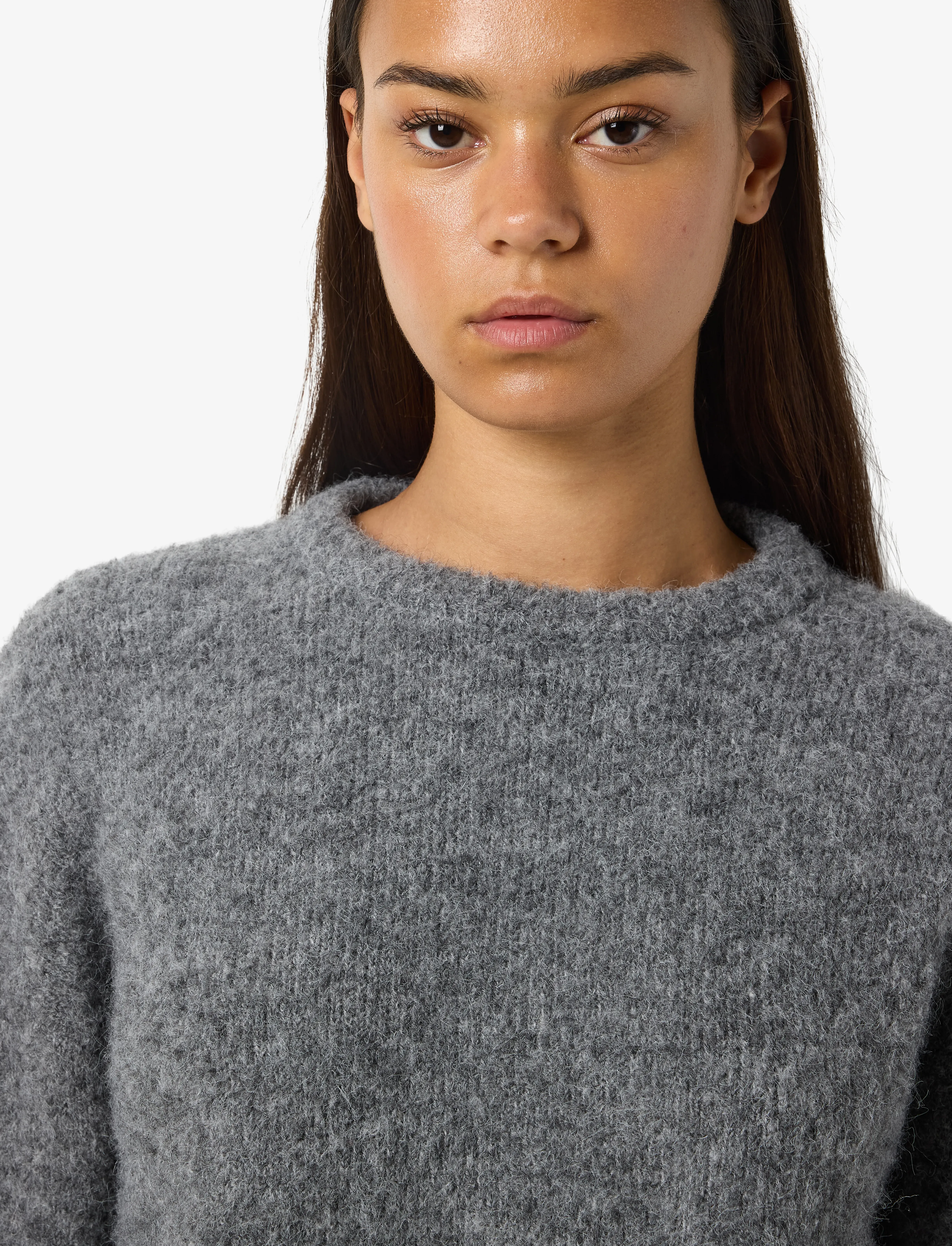 NOISY MAY - NMDOLLY L/S O-NECK KNIT FWD NOOS - pulls - medium grey melange - 3