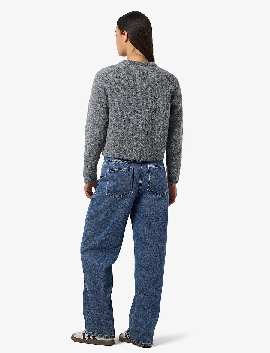 NOISY MAY - NMDOLLY L/S O-NECK KNIT FWD NOOS - jumpers - medium grey melange - 5