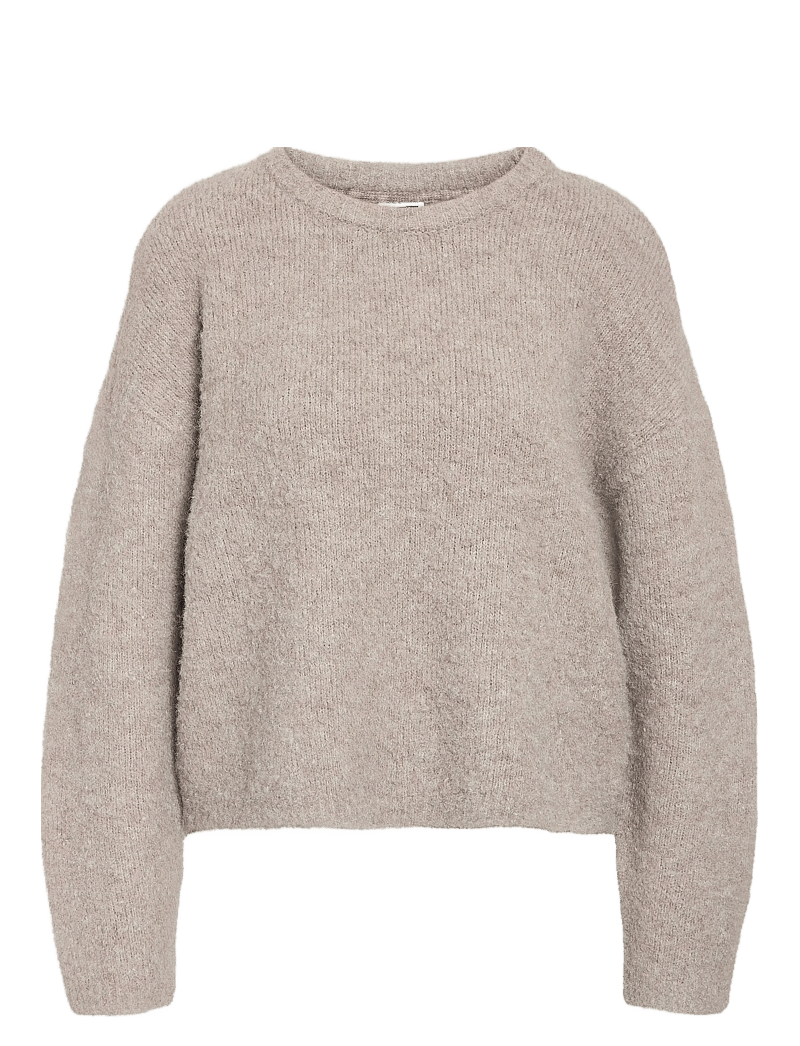NOISY MAY - NMDOLLY L/S O-NECK KNIT FWD NOOS - striktrøjer - silver mink - 1