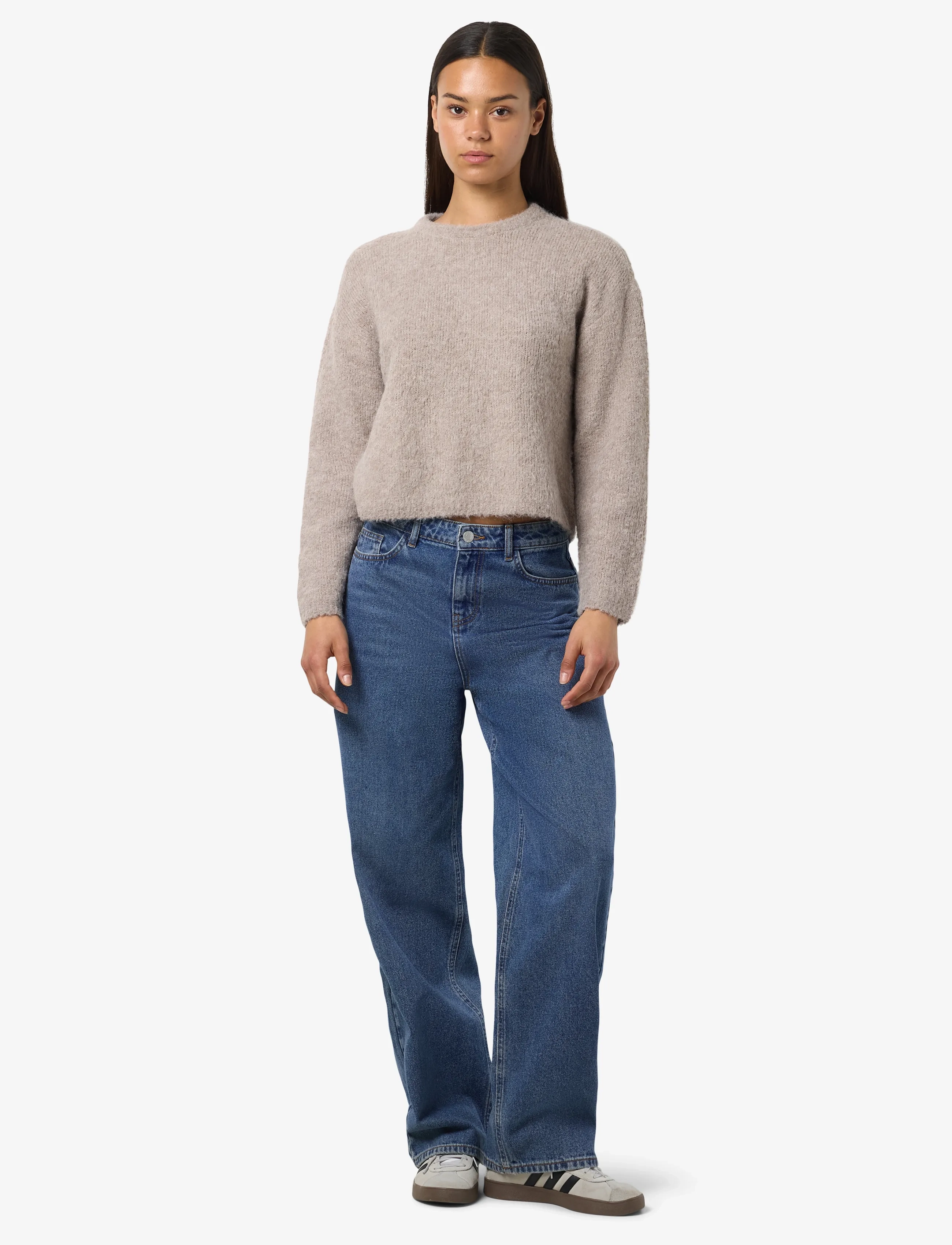 NOISY MAY - NMDOLLY L/S O-NECK KNIT FWD NOOS - pulls - silver mink - 2