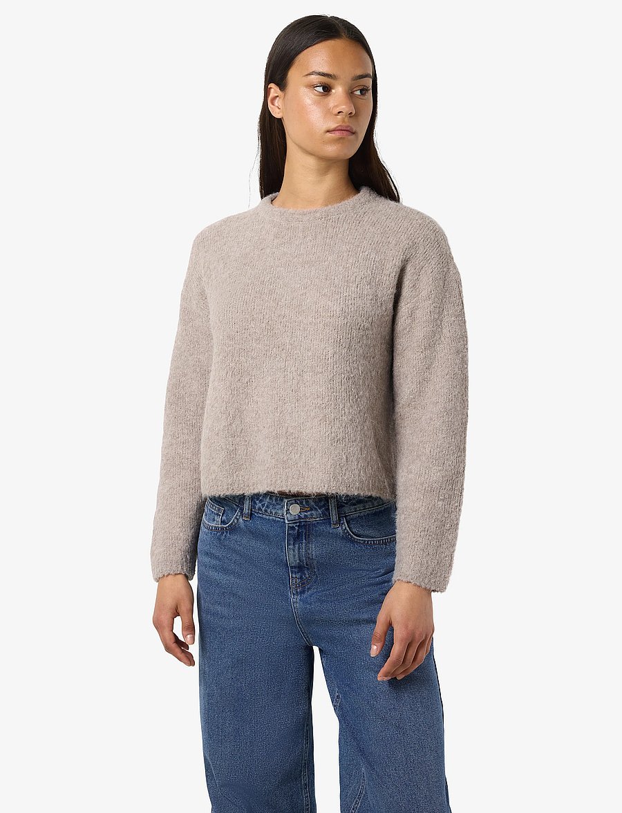 NOISY MAY - NMDOLLY L/S O-NECK KNIT FWD NOOS - pullover - silver mink - 4