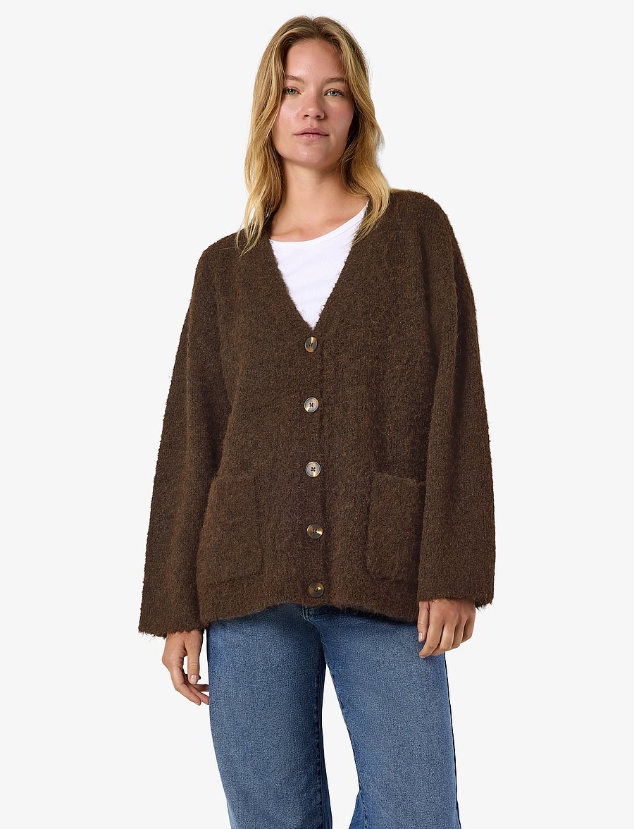 NOISY MAY - NMDOLLY L/S KNIT CARDIGAN NOOS - strickjacken - chocolate brown - 0