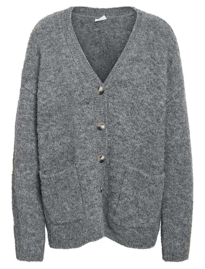 NOISY MAY - NMDOLLY L/S KNIT CARDIGAN FWD NOOS - koftor - medium grey melange - 1