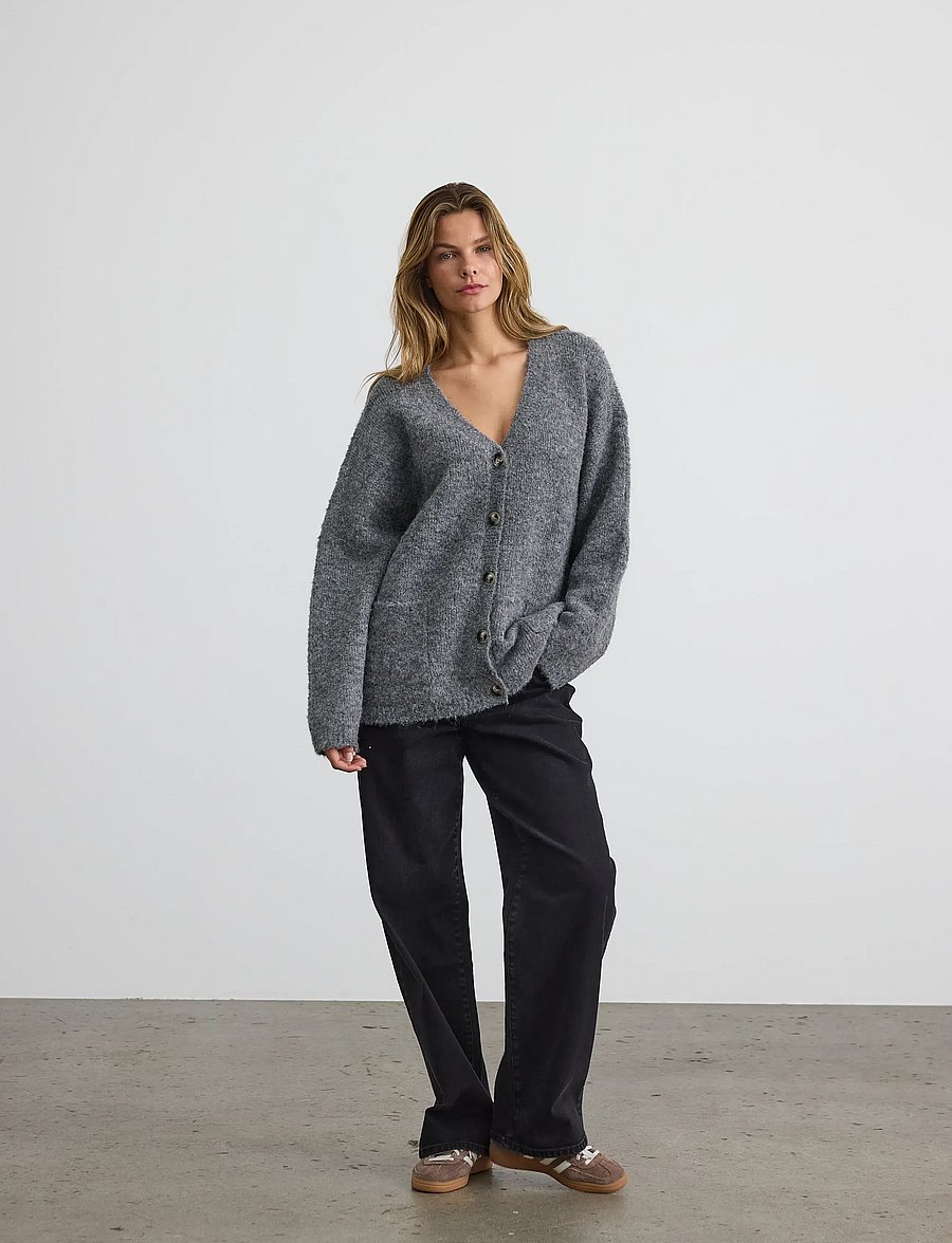NOISY MAY - NMDOLLY L/S KNIT CARDIGAN NOOS - cardigans - medium grey melange - 0