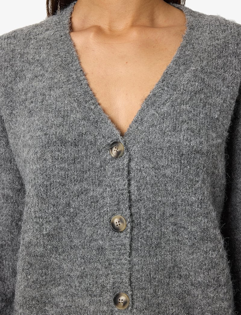 NOISY MAY - NMDOLLY L/S KNIT CARDIGAN FWD NOOS - koftor - medium grey melange - 5