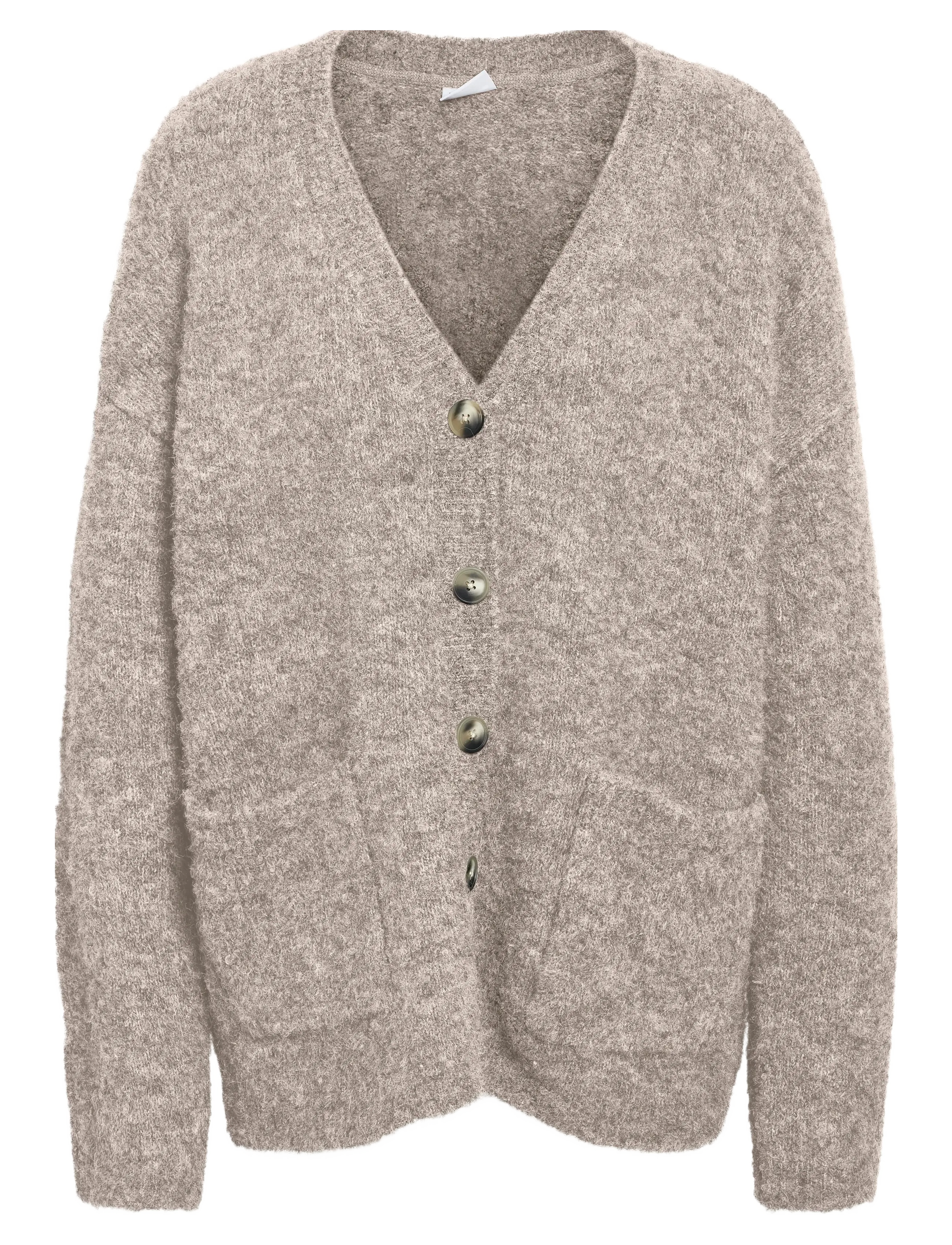 NOISY MAY NMDOLLY L/S KNIT CARDIGAN FWD NOOS - Tøj - SILVER MINK / beige