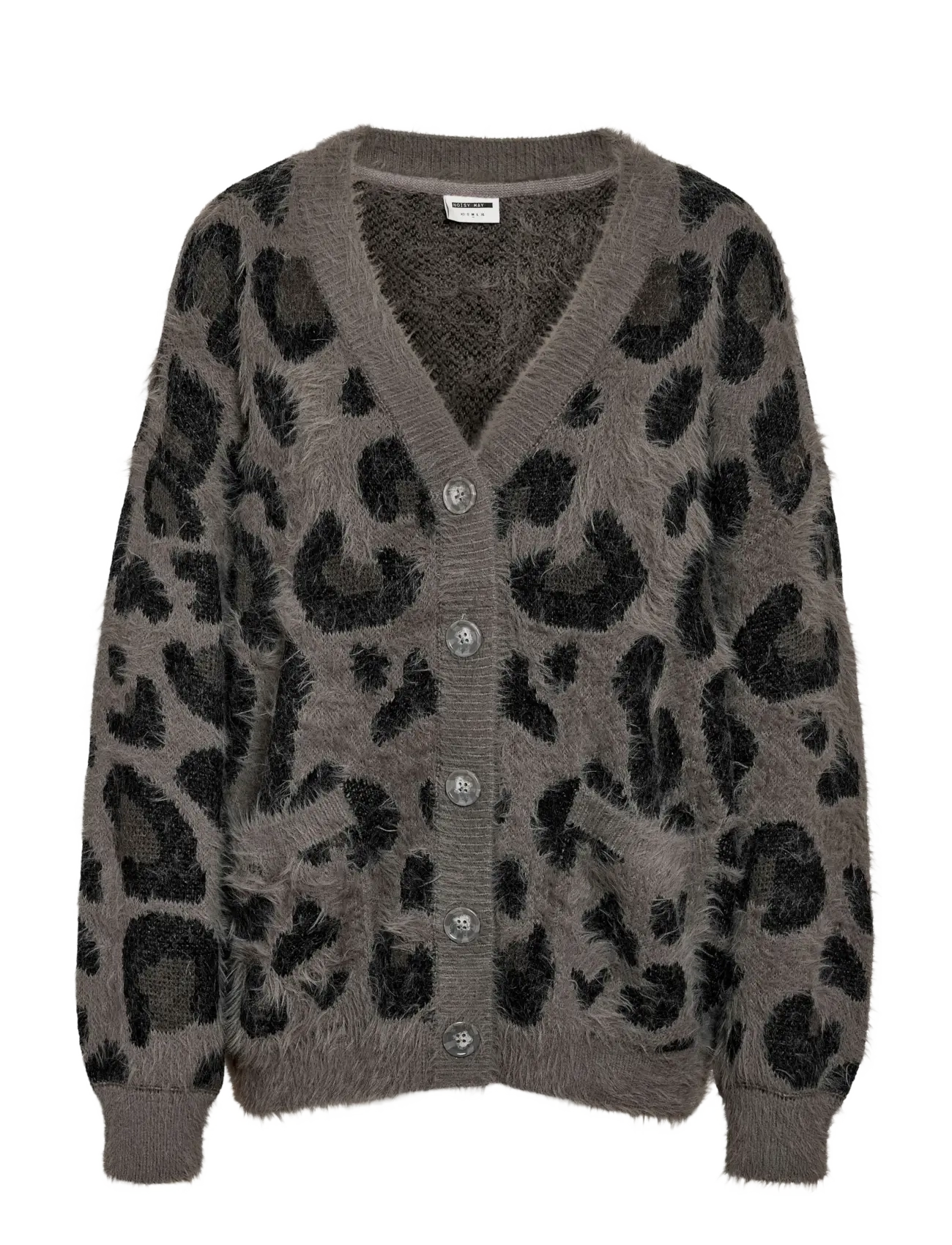 NMFLYNN L/S V-NECK KNIT CARDIGAN NOOS - CHARCOAL GRAY