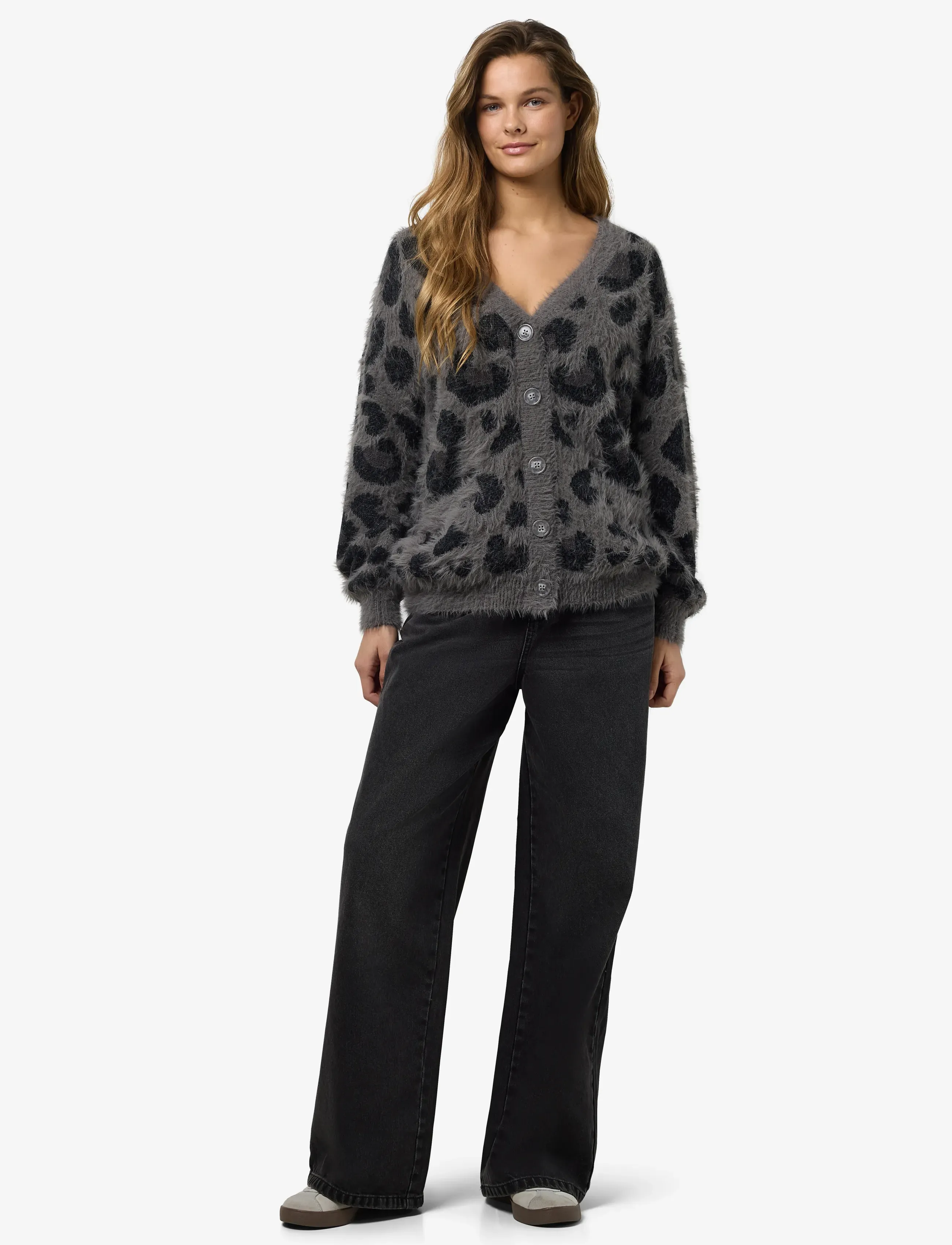 NOISY MAY - NMFLYNN L/S V-NECK KNIT CARDIGAN NOOS - gebreide vesten - charcoal gray - 4