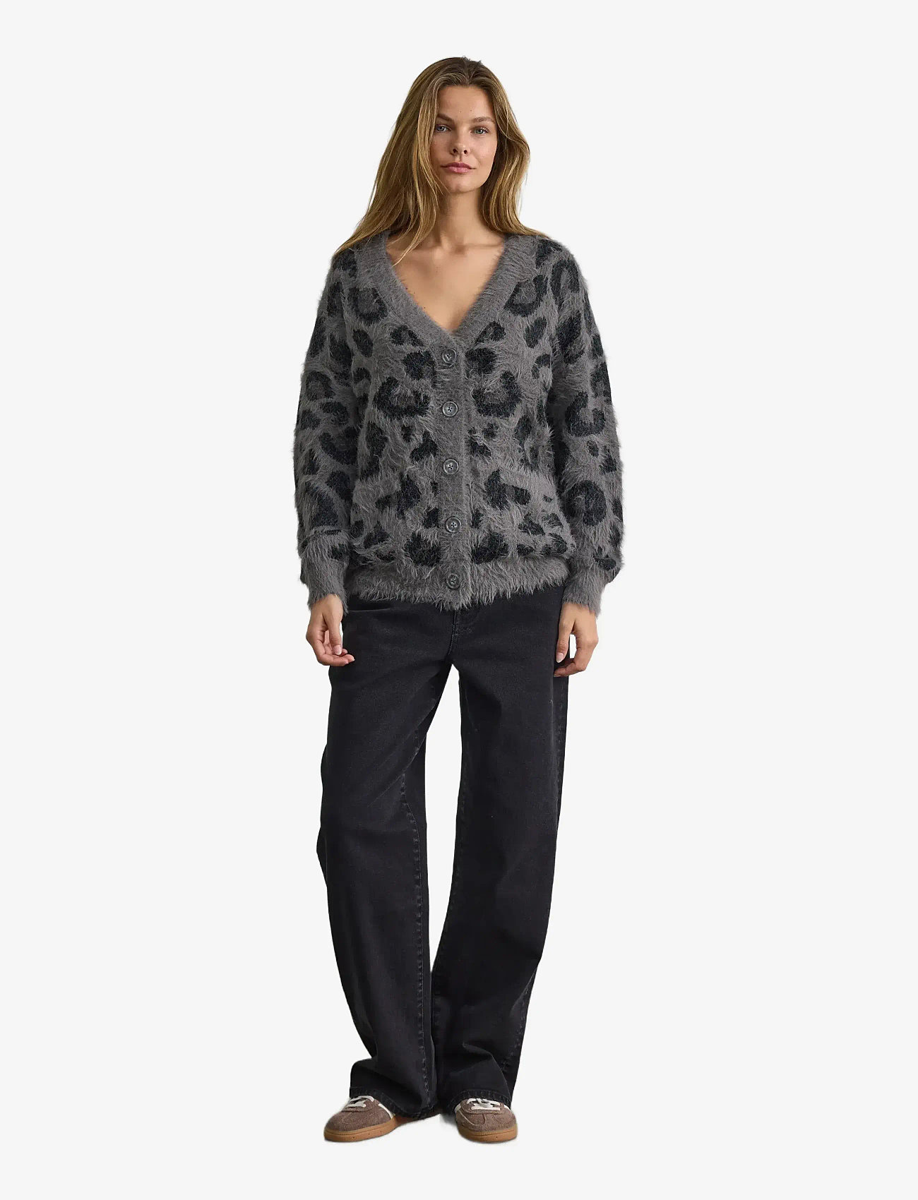 NOISY MAY - NMFLYNN L/S V-NECK KNIT CARDIGAN NOOS - kardiganid - charcoal gray - 3