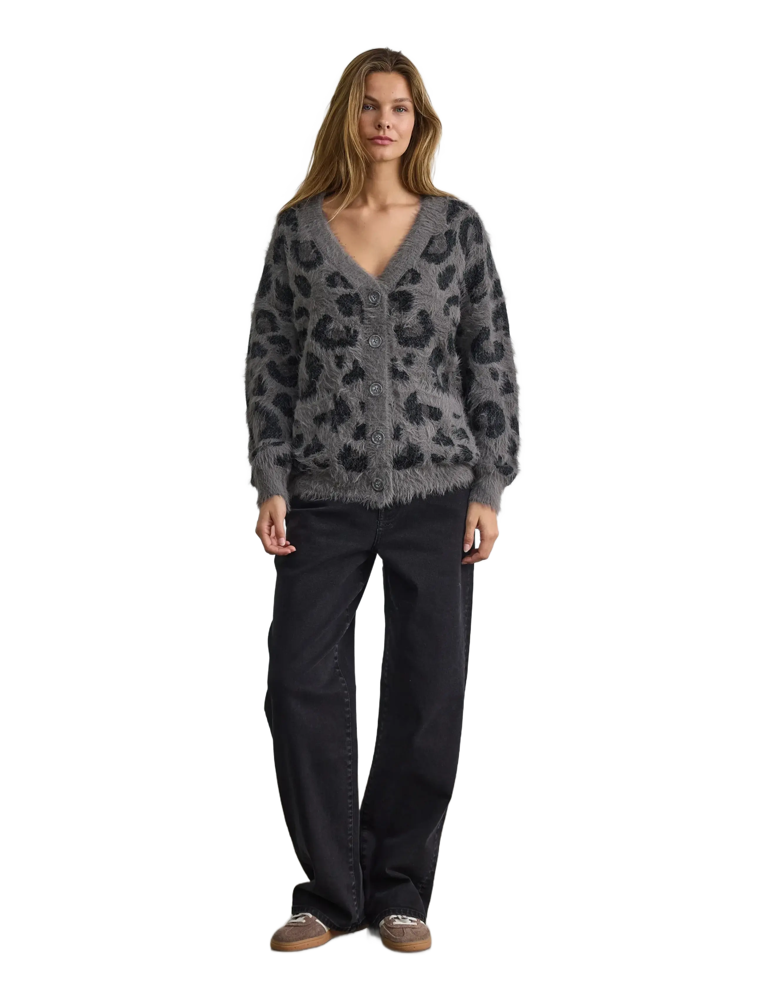 NOISY MAY - NMFLYNN L/S V-NECK KNIT CARDIGAN NOOS - gebreide vesten - charcoal gray - 3