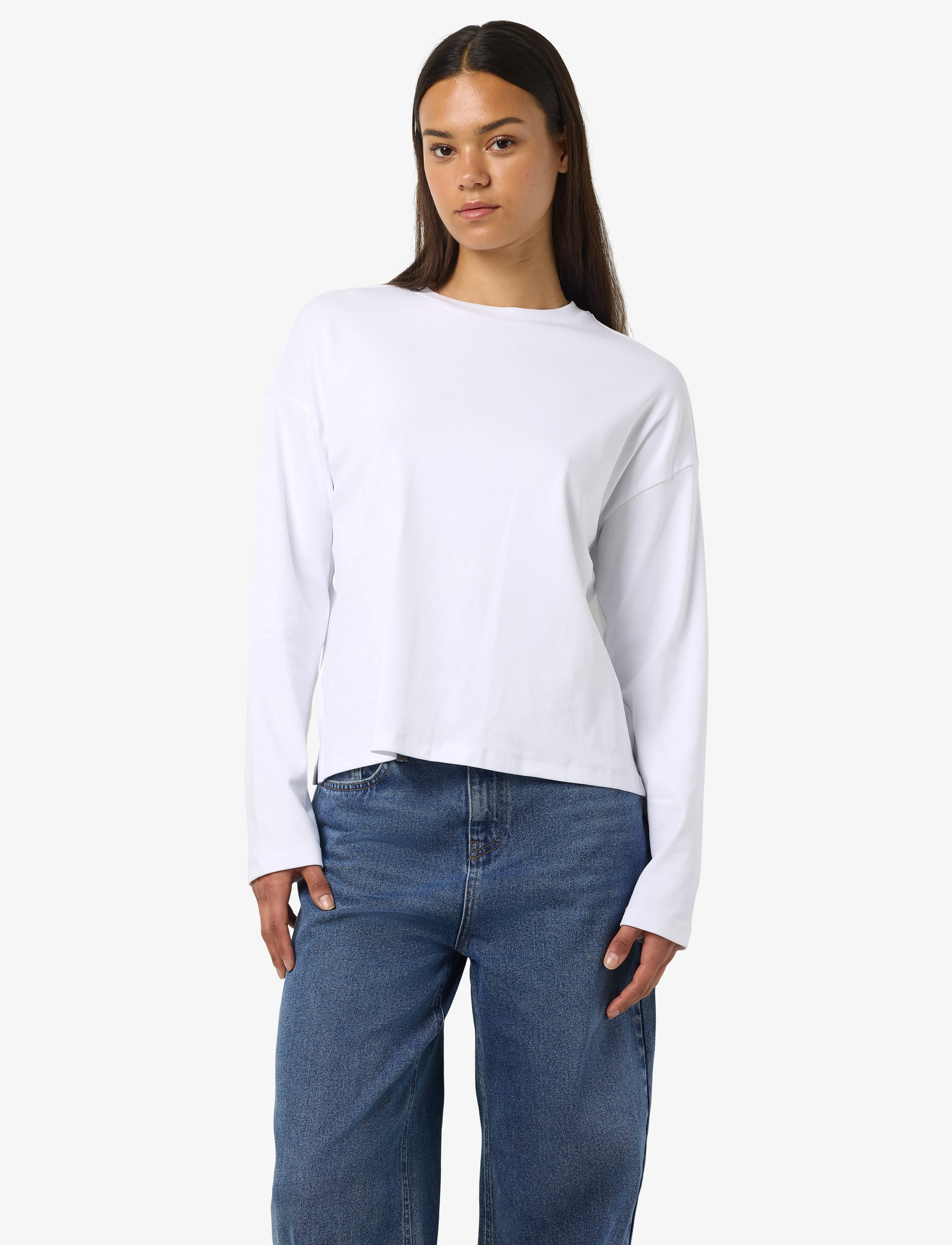 NOISY MAY NMMOCCA L/S REGULAR FIT TOP JRS FWD NOOS - Langermede topper - BRIGHT WHITE / white