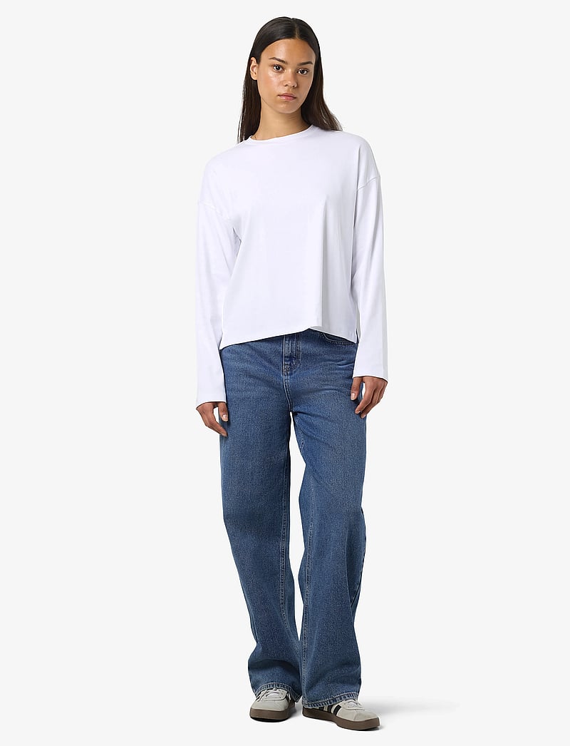 NOISY MAY - NMMOCCA L/S REGULAR FIT TOP JRS FWD NOOS - langærmede toppe - bright white - 2