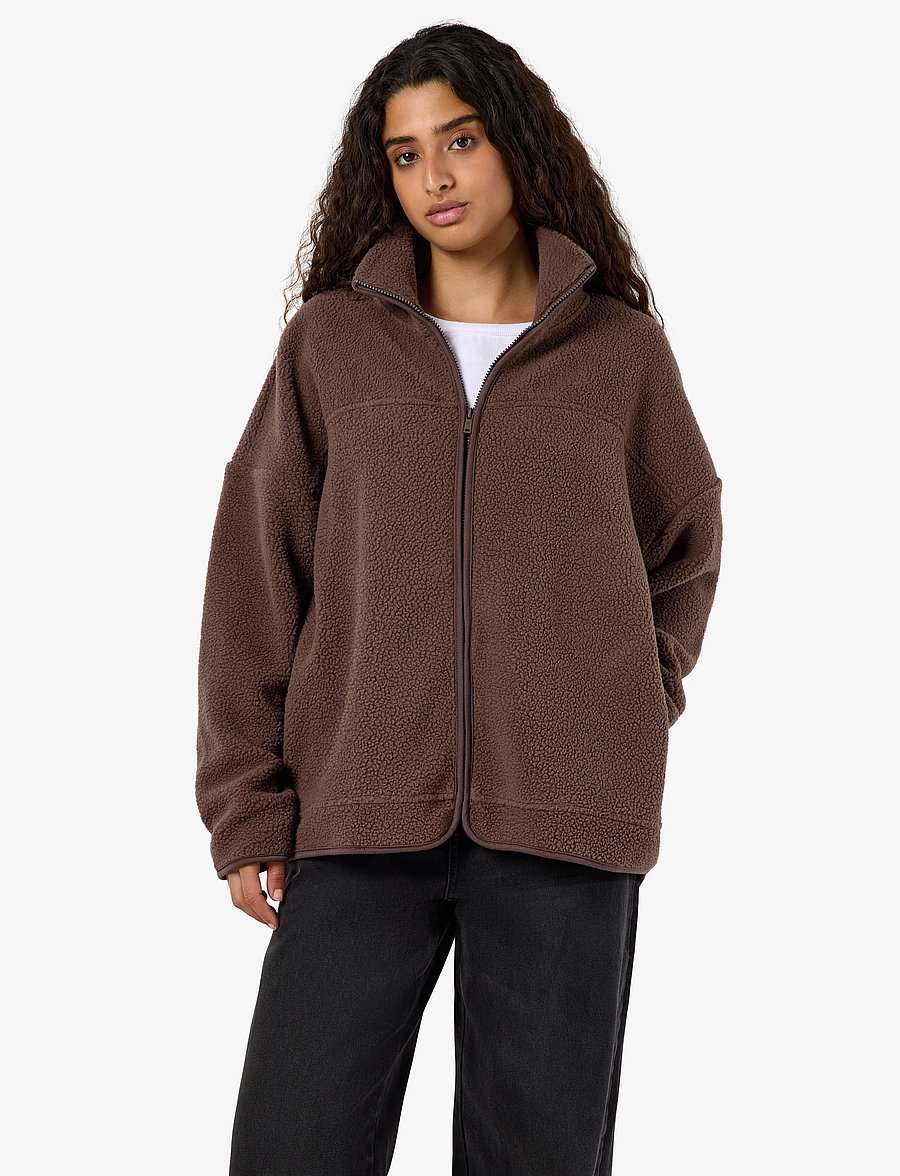 NOISY MAY - NMCOZY L/S ZIP SWEATER JRS NOOS - fliisid ja vahekihid - chocolate brown - 0