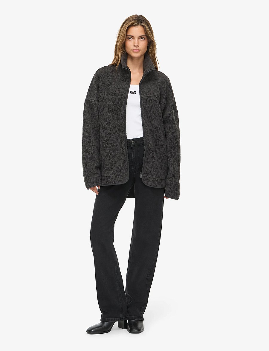 NOISY MAY - NMCOZY L/S ZIP SWEATER JRS NOOS - fleece & midlayer - obsidian - 0