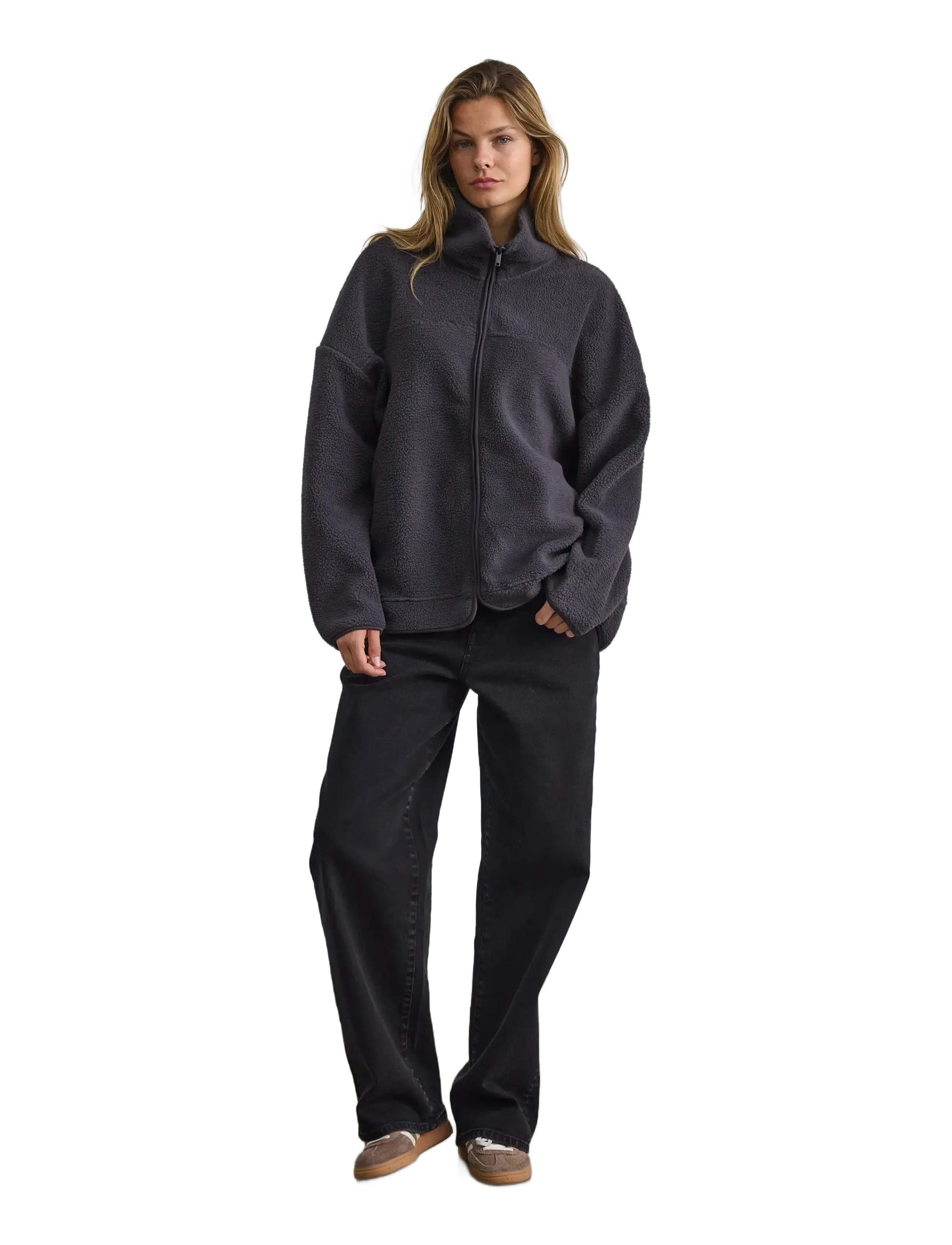 NOISY MAY - NMCOZY L/S ZIP SWEATER JRS NOOS - flīsa un siltās jakas - obsidian - 3