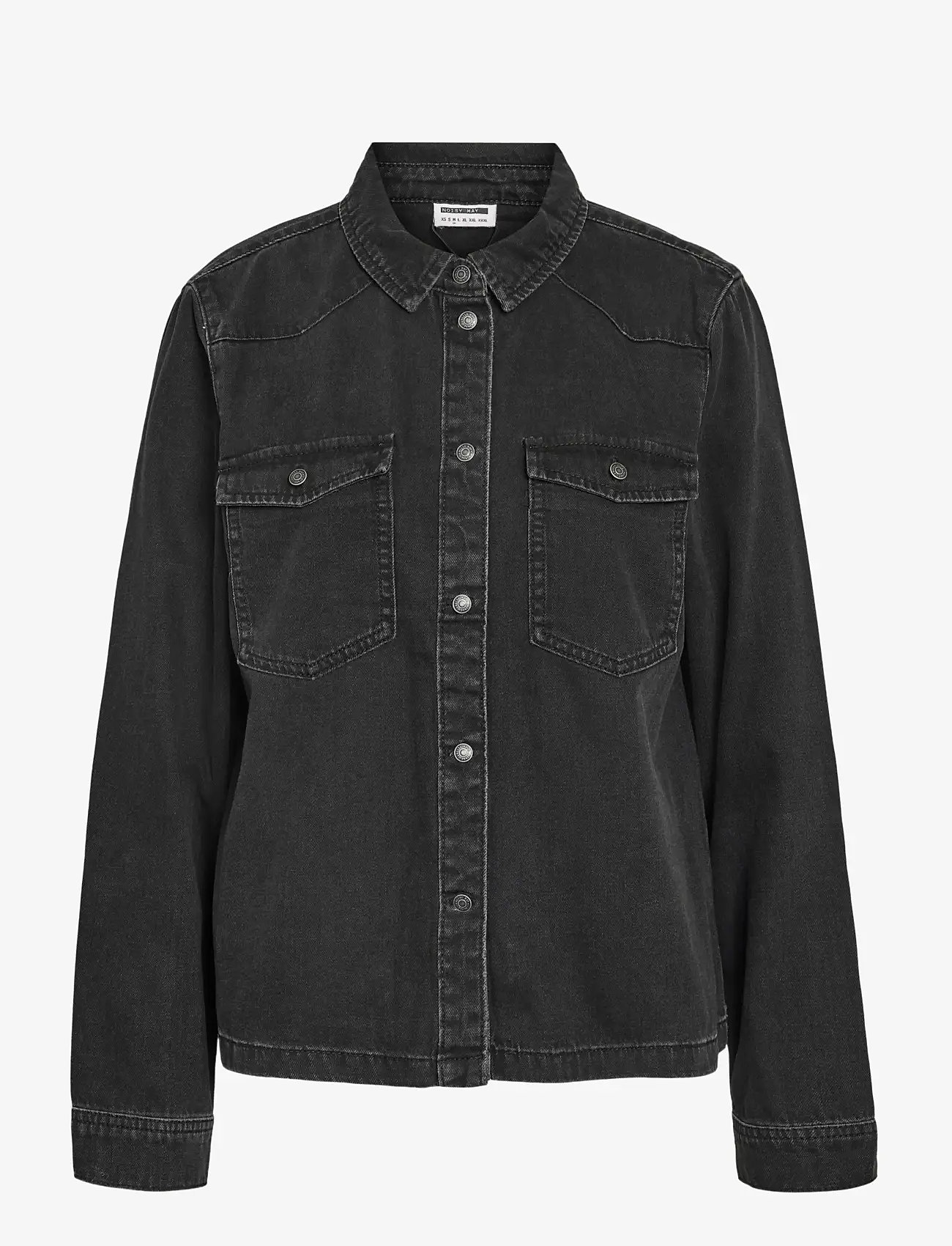 NOISY MAY - NMNEW SIGNE L/S DENIM SHIRT VI001BL NOOS - teksasärgid - black denim - 1