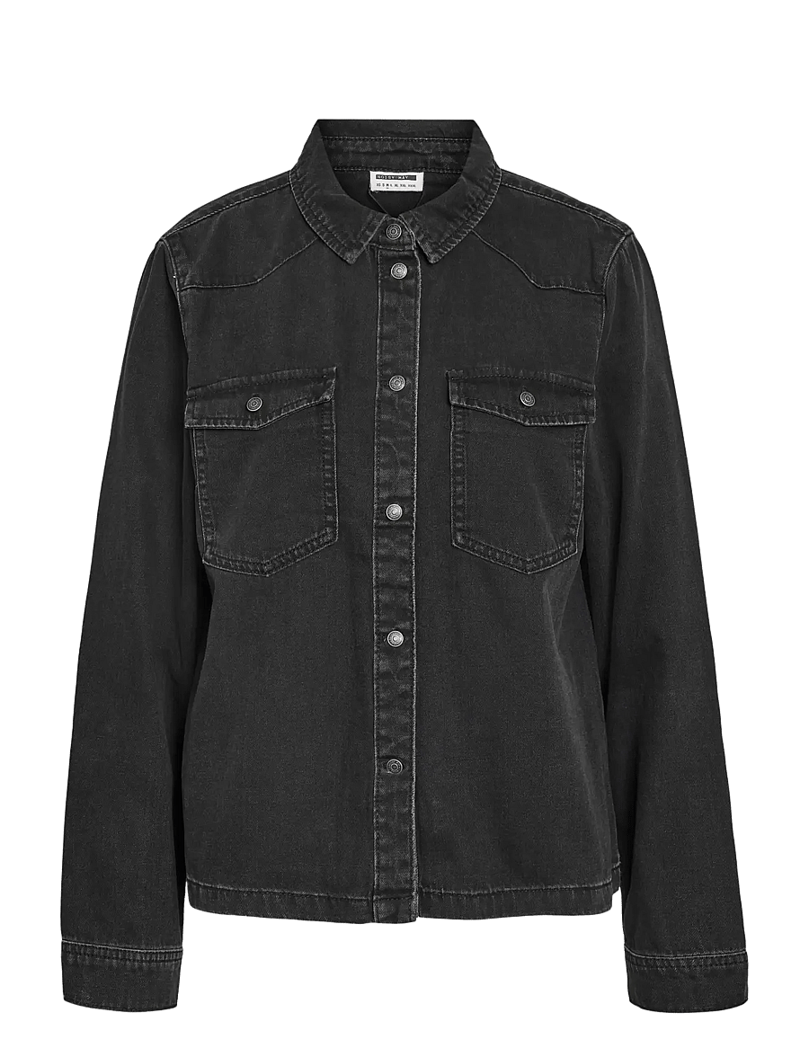 NOISY MAY - NMNEW SIGNE L/S DENIM SHIRT VI001BL NOOS - overshirts - black denim - 1