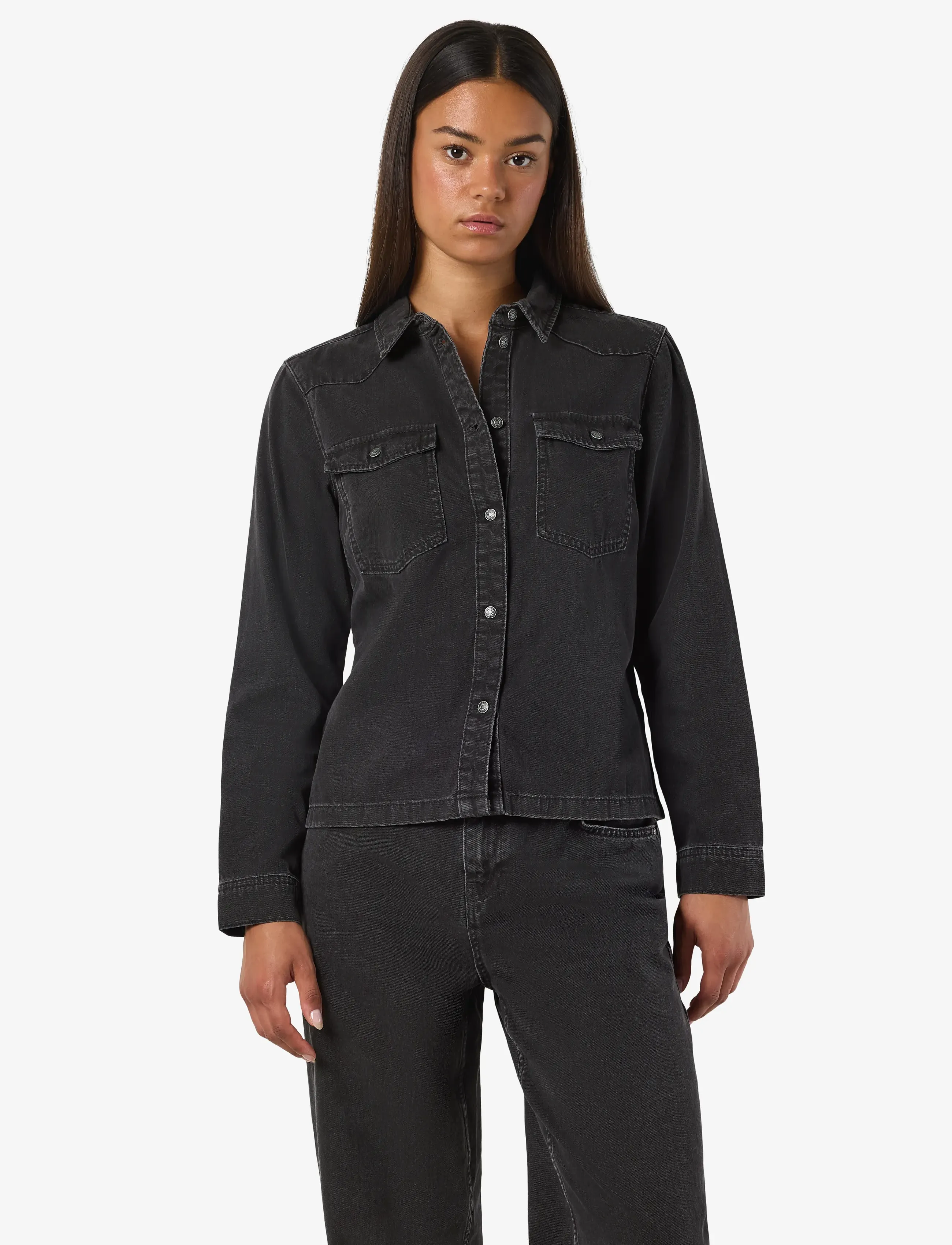 NOISY MAY NMNEW SIGNE L/S DENIM SHIRT VI001BL NOOS - Hemden - BLACK DENIM / black