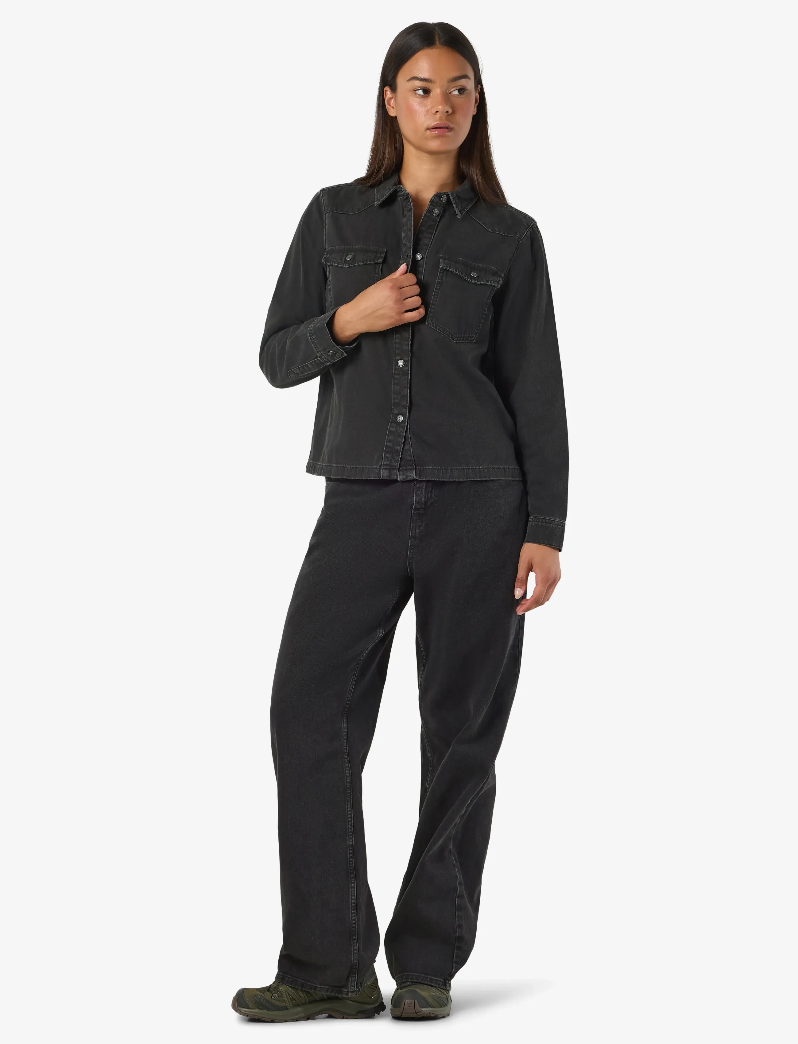 NOISY MAY - NMNEW SIGNE L/S DENIM SHIRT VI001BL NOOS - marškinių tipo švarkai - black denim - 3