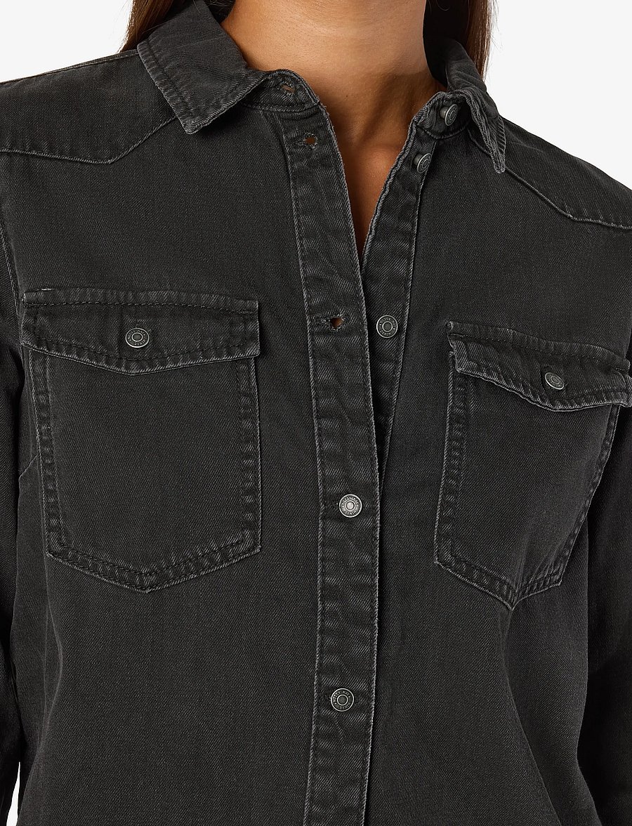 NOISY MAY - NMNEW SIGNE L/S DENIM SHIRT VI001BL NOOS - overshirts - black denim - 5