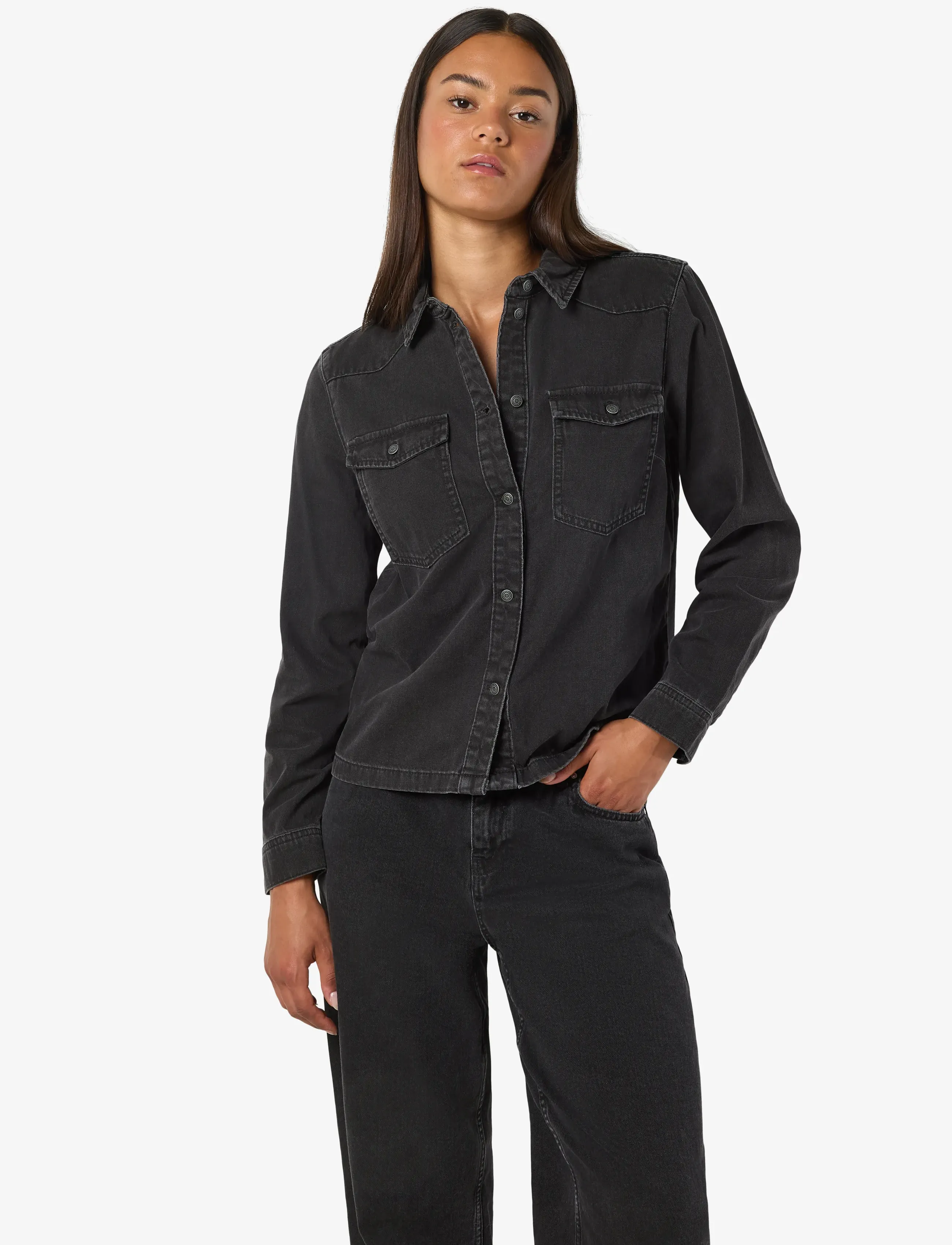NOISY MAY Nmnew Signe L/S Denim Shirt Vi001Bl Noos skjortor dam – bild 5
