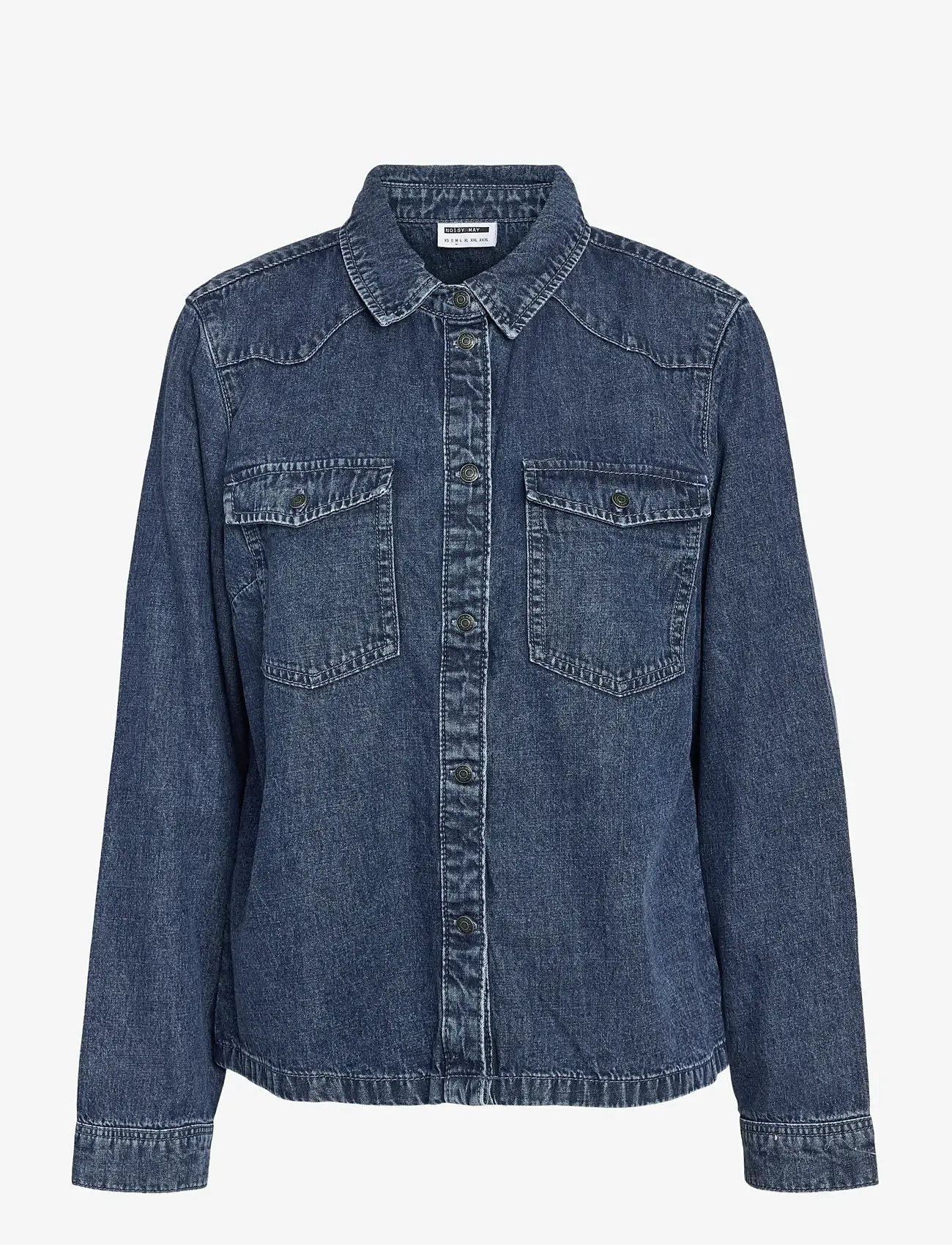 NOISY MAY - NMNEW SIGNE L/S DENIM SHIRT VI002MB NOOS - teksasärgid - medium blue denim - 1