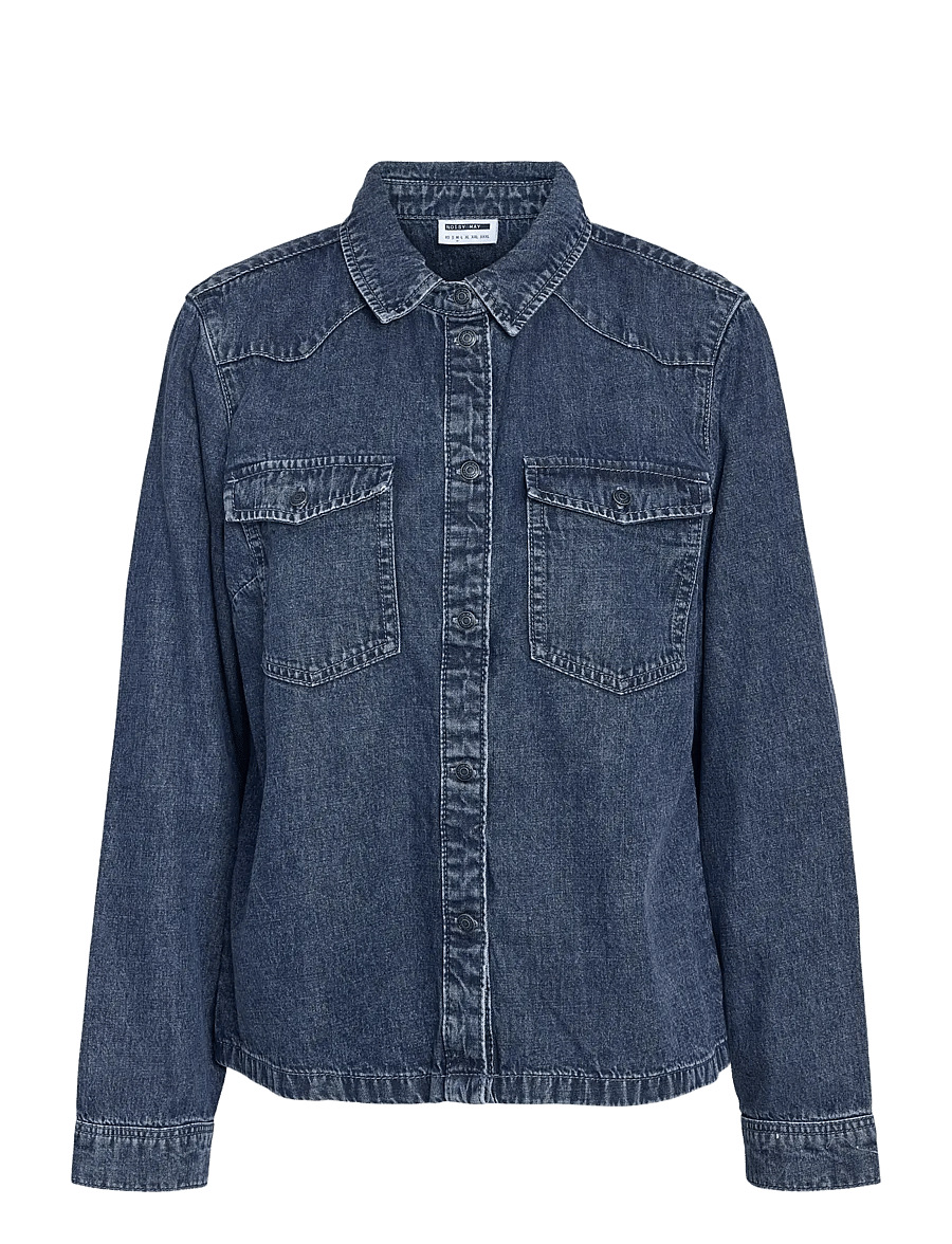 NOISY MAY - NMNEW SIGNE L/S DENIM SHIRT VI002MB NOOS - koszule dżinsowe - medium blue denim - 1