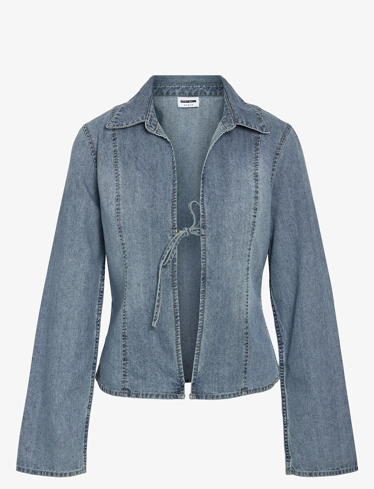 NOISY MAY - NMMAISY L/S STRING DENIM SHIRT BS031LB - jeansskjortor - light blue denim - 1