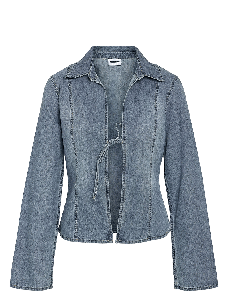 NOISY MAY - NMMAISY L/S STRING DENIM SHIRT BS031LB - denimskjorter - light blue denim - 1