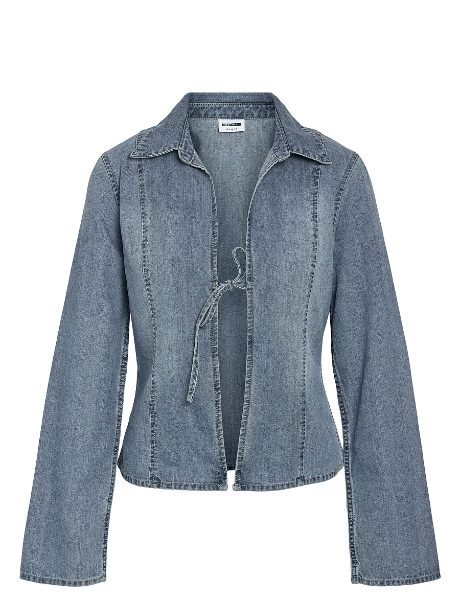 NOISY MAY - NMMAISY L/S STRING DENIM SHIRT BS031LB - denimskjorter - light blue denim - 1