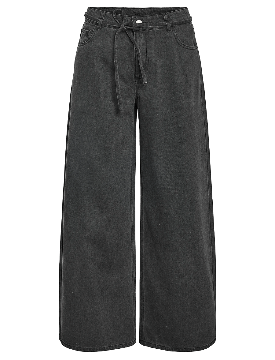 NOISY MAY - NMMAISY NW BELT LOOSE JEANS BS032DG - laia säärega teksad - dark grey denim - 0