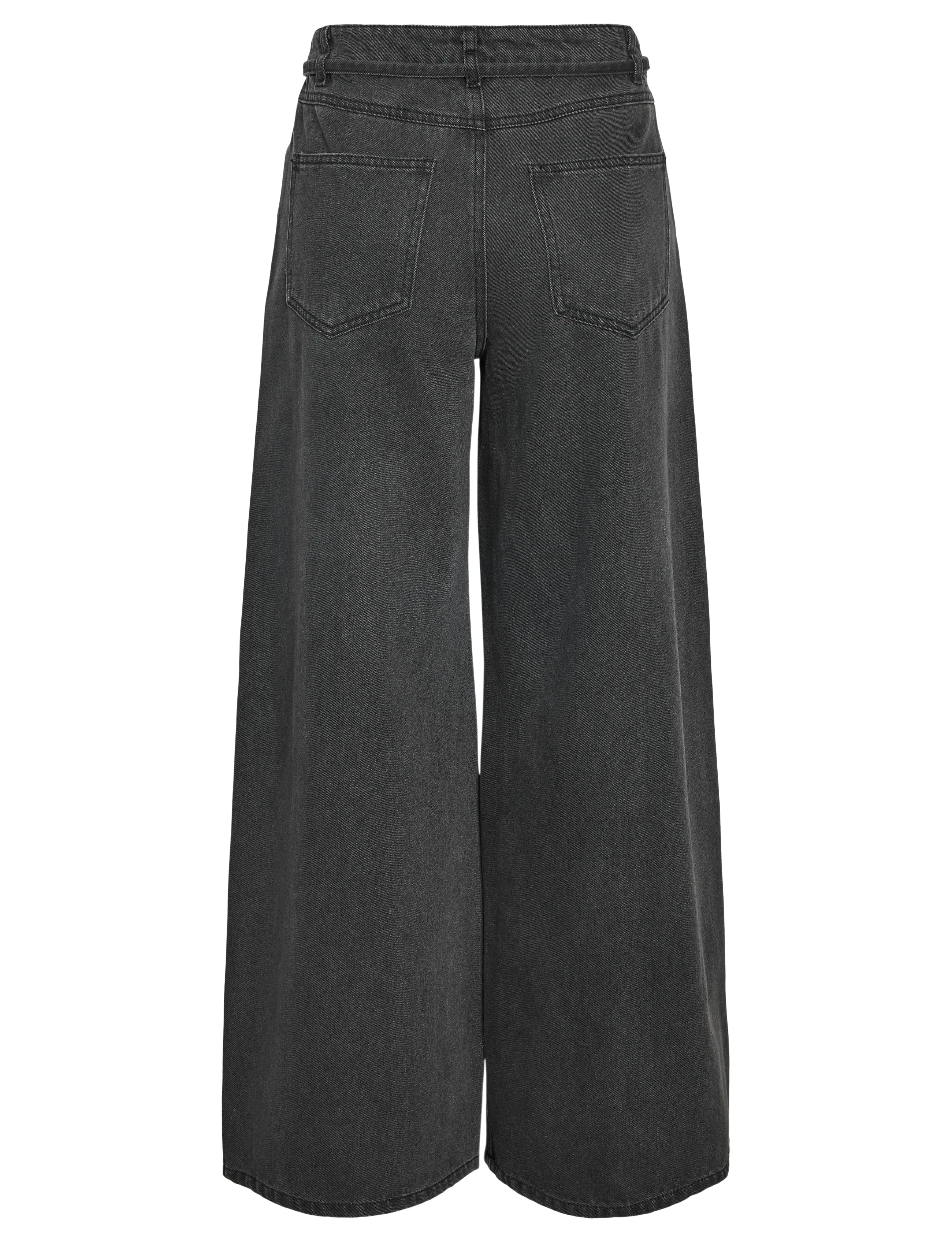 NOISY MAY - NMMAISY NW BELT LOOSE JEANS BS032DG - laia säärega teksad - dark grey denim - 1