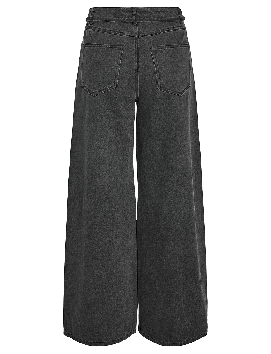 NOISY MAY - NMMAISY NW BELT LOOSE JEANS BS032DG - laia säärega teksad - dark grey denim - 1
