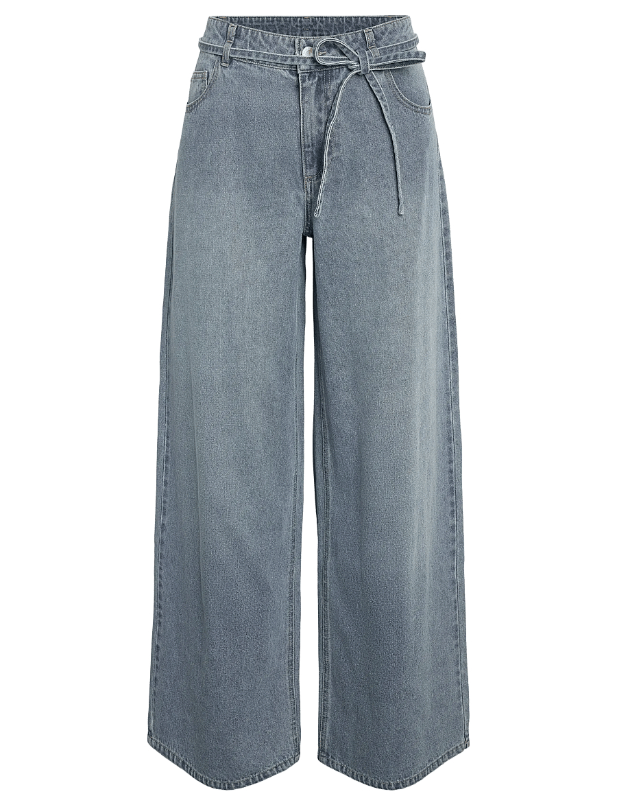 NOISY MAY - NMMAISY NW BELT LOOSE JEANS BS031LB - pantalons larges - light blue denim - 1