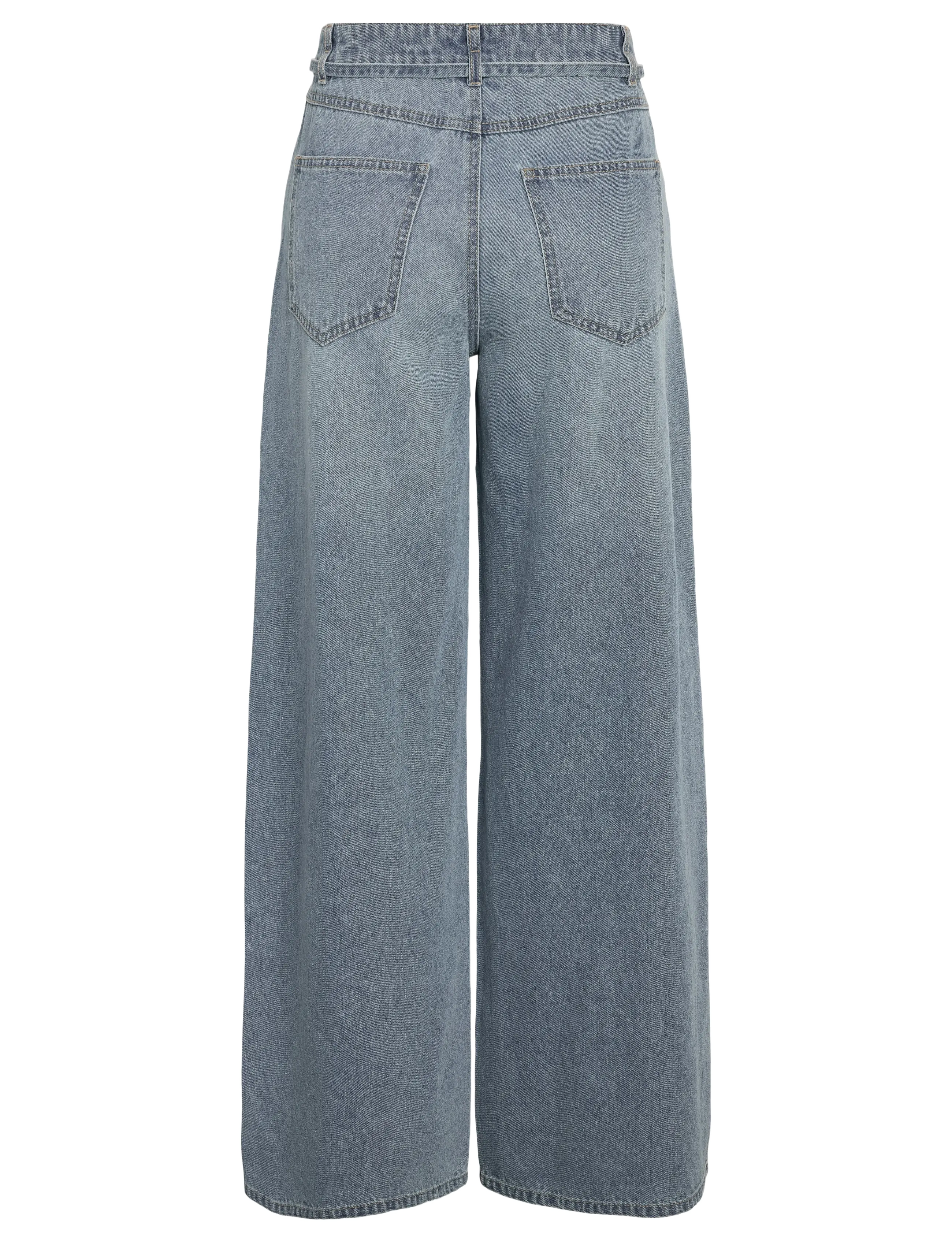 NOISY MAY - NMMAISY NW BELT LOOSE JEANS BS031LB - pantalons larges - light blue denim - 2