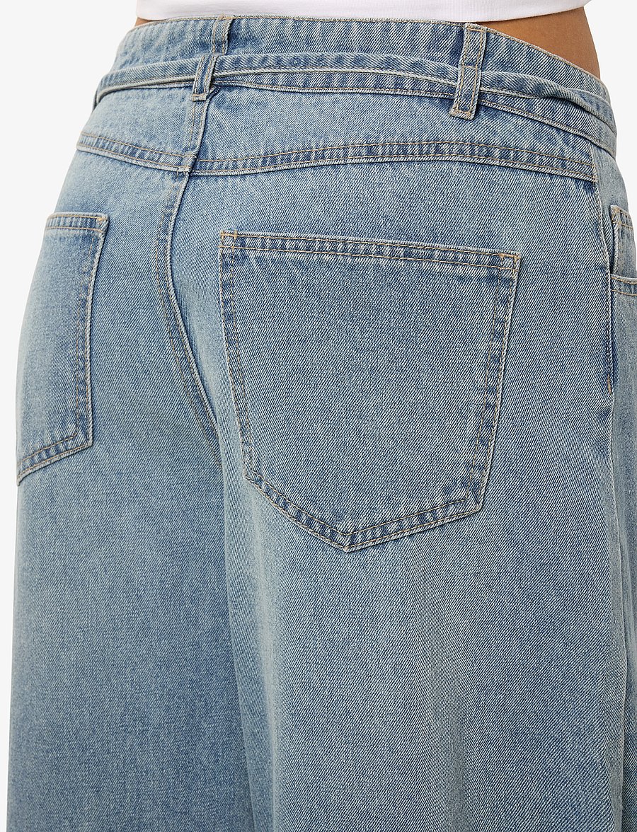 NOISY MAY - NMMAISY NW BELT LOOSE JEANS BS031LB - pantalons larges - light blue denim - 4