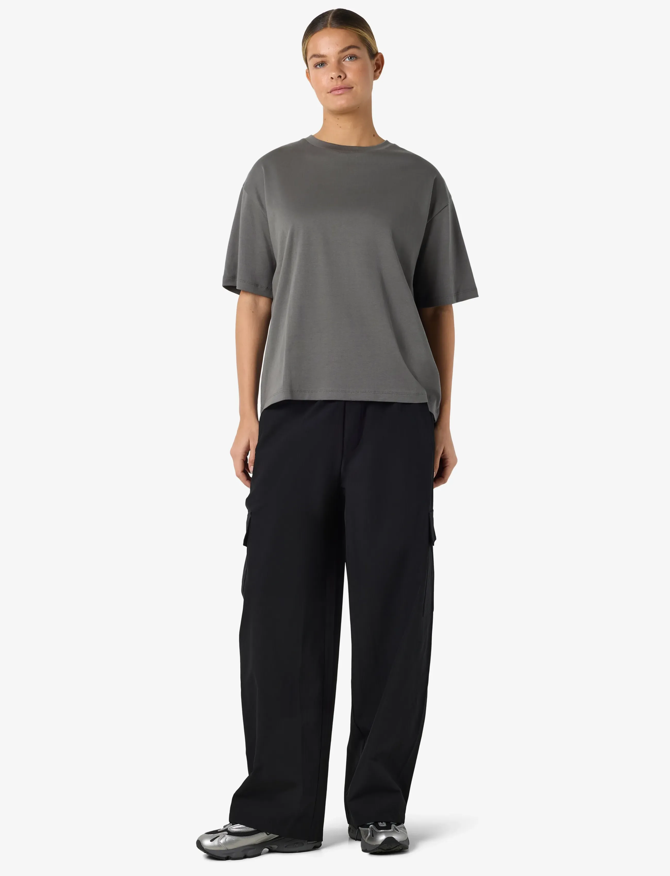 NOISY MAY - NMKIM S/S T-SHIRT JRS NOOS - t-shirts - charcoal gray - 2