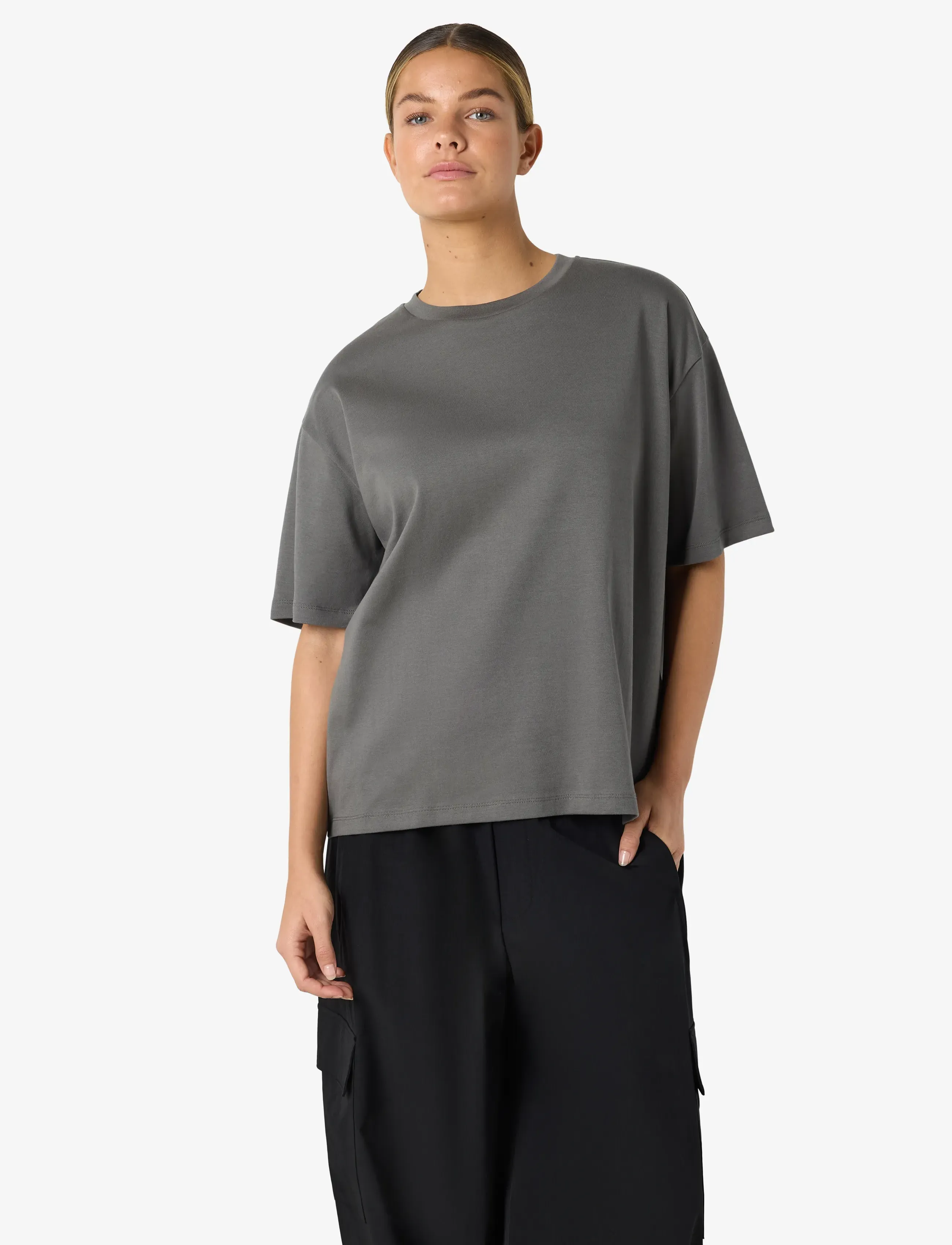 NOISY MAY - NMKIM S/S T-SHIRT JRS NOOS - t-shirts - charcoal gray - 5