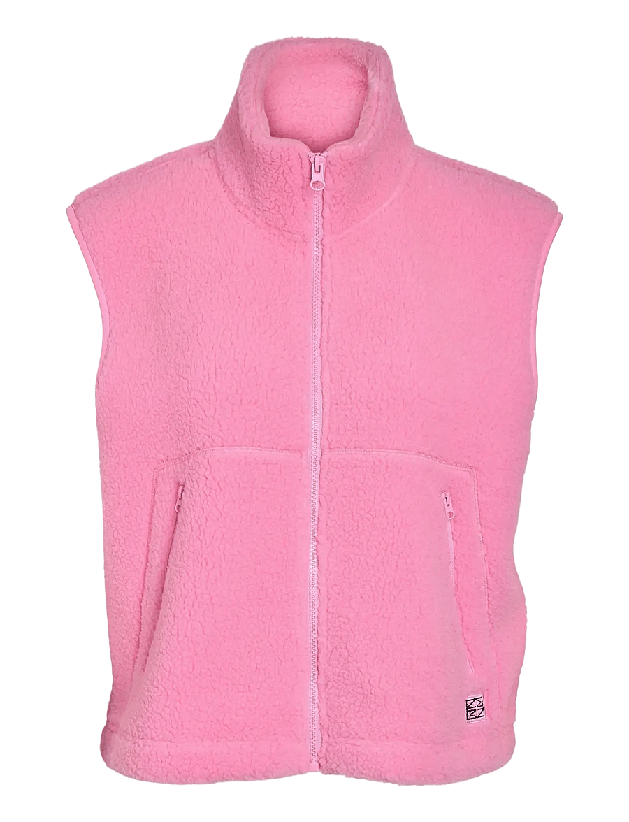 NOISY MAY - NMMASEY SHORT TEDDY VEST NOOS - fleece- og teddyveste - begonia pink - 1