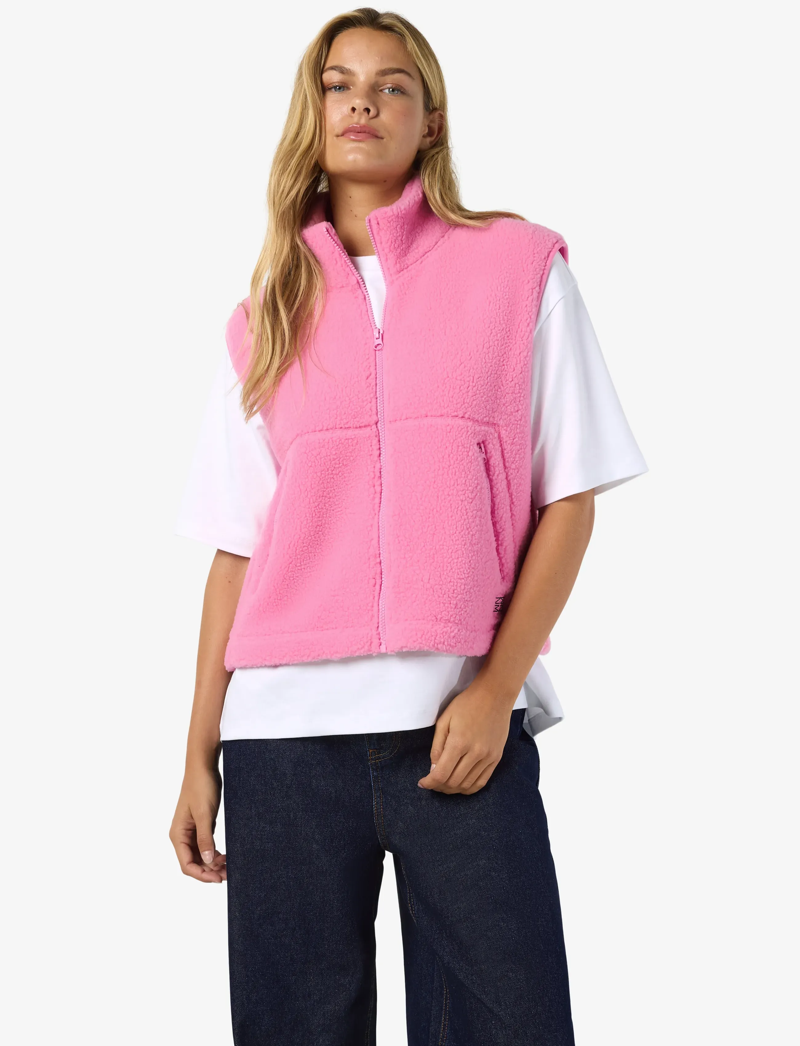 NOISY MAY Nmmasey Short Teddy Vest Noos, M, Pink, Veste > Strikkede Veste, Dame