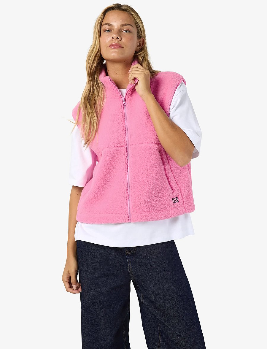 NOISY MAY - NMMASEY SHORT TEDDY VEST NOOS - fleece- og teddyveste - begonia pink - 4