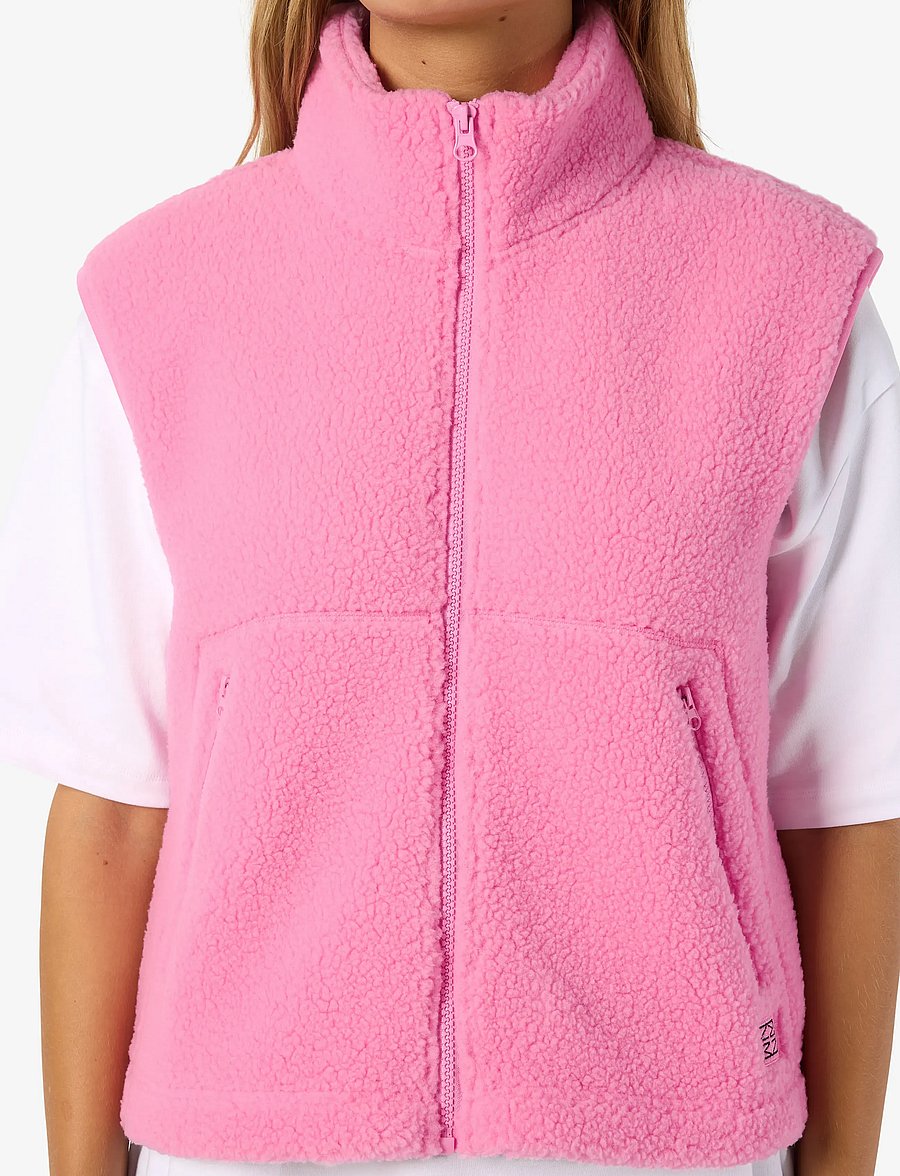NOISY MAY - NMMASEY SHORT TEDDY VEST NOOS - fleece- og teddyveste - begonia pink - 5