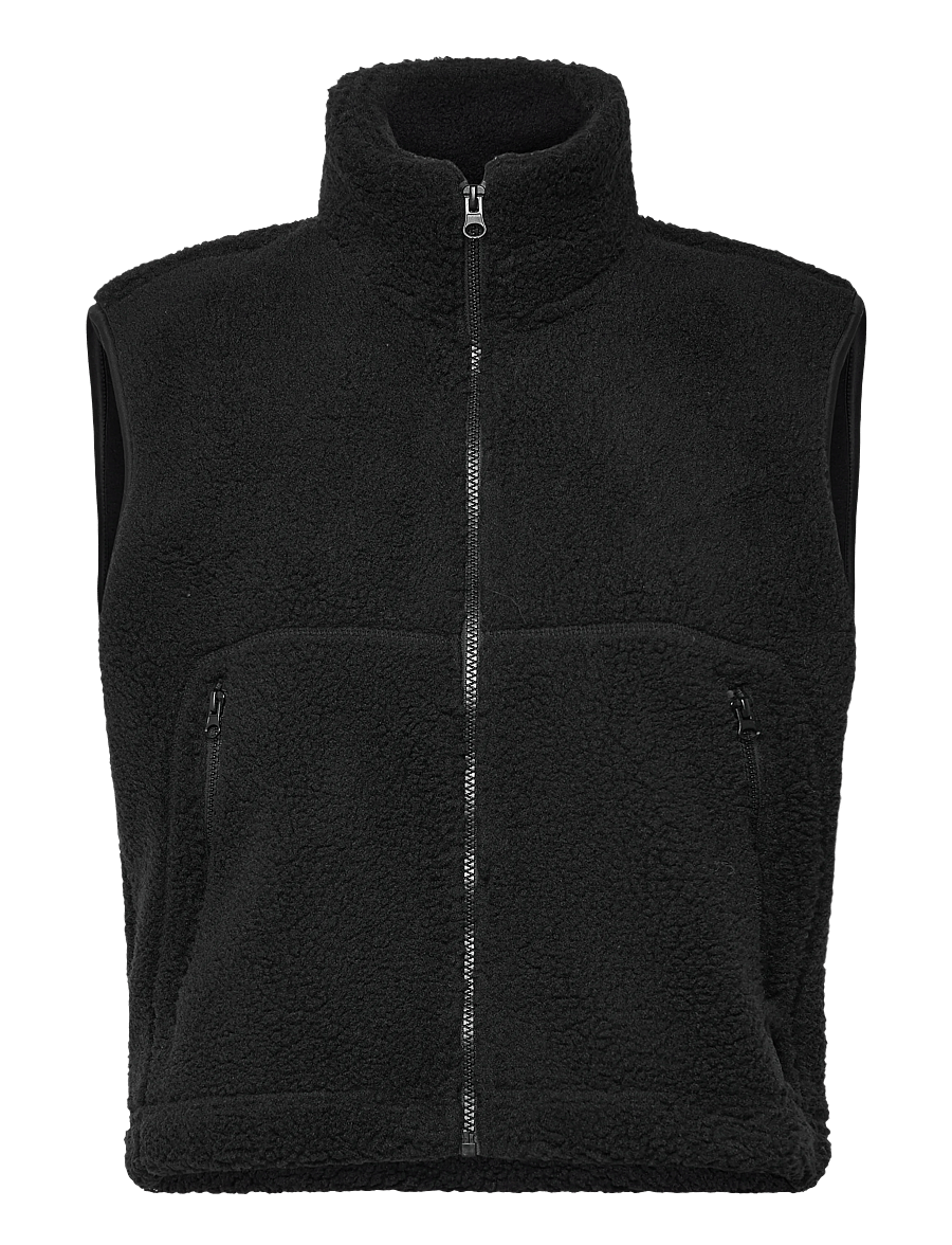 NOISY MAY - NMMASEY SHORT TEDDY VEST NOOS - fleece- und teddy-westen - black - 1