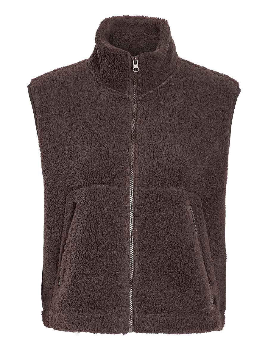 NOISY MAY - NMMASEY SHORT TEDDY VEST NOOS - teddy-vestid - chocolate brown - 1