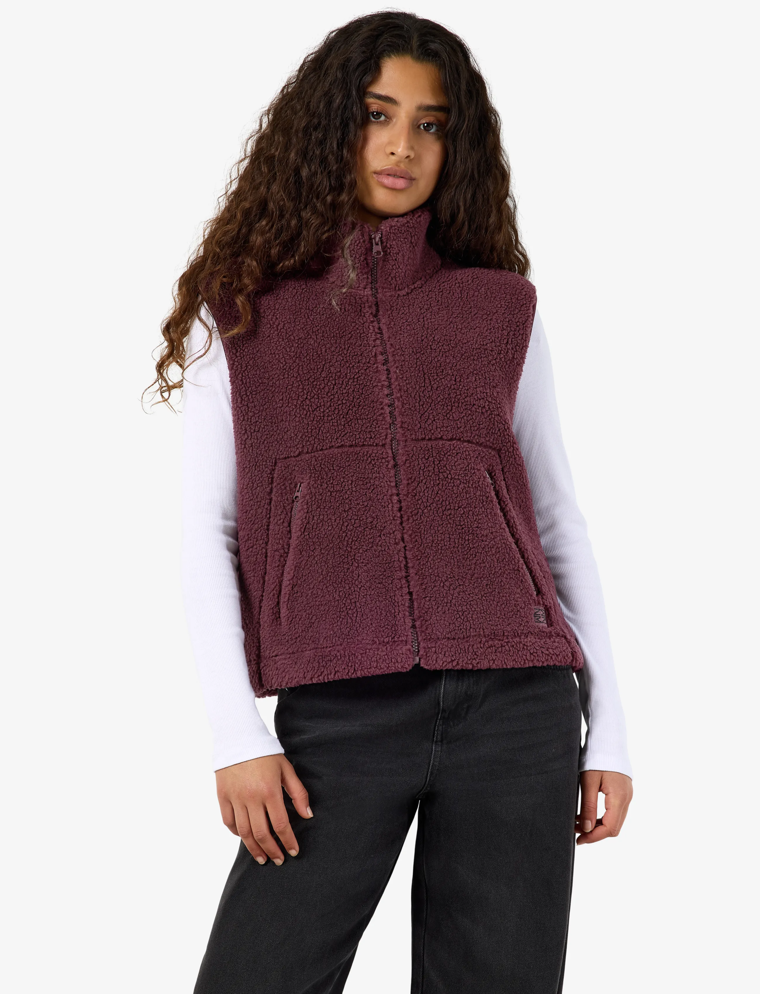 NOISY MAY Nmmasey Short Teddy Vest Noos, M, Burgundy, Veste > Strikkede Veste, Dame