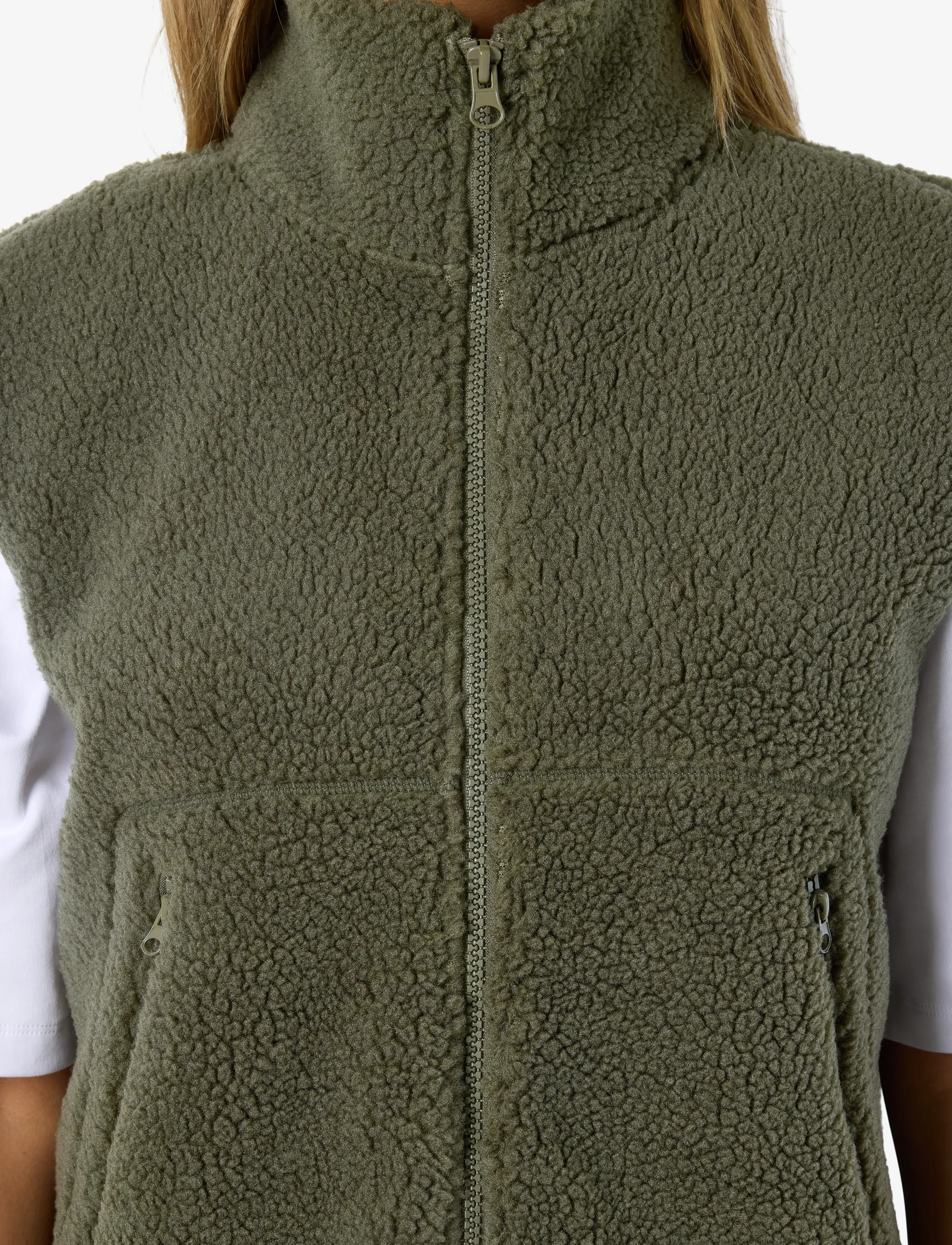NOISY MAY - NMMASEY SHORT TEDDY VEST NOOS - fleece- og teddyveste - kalamata - 4